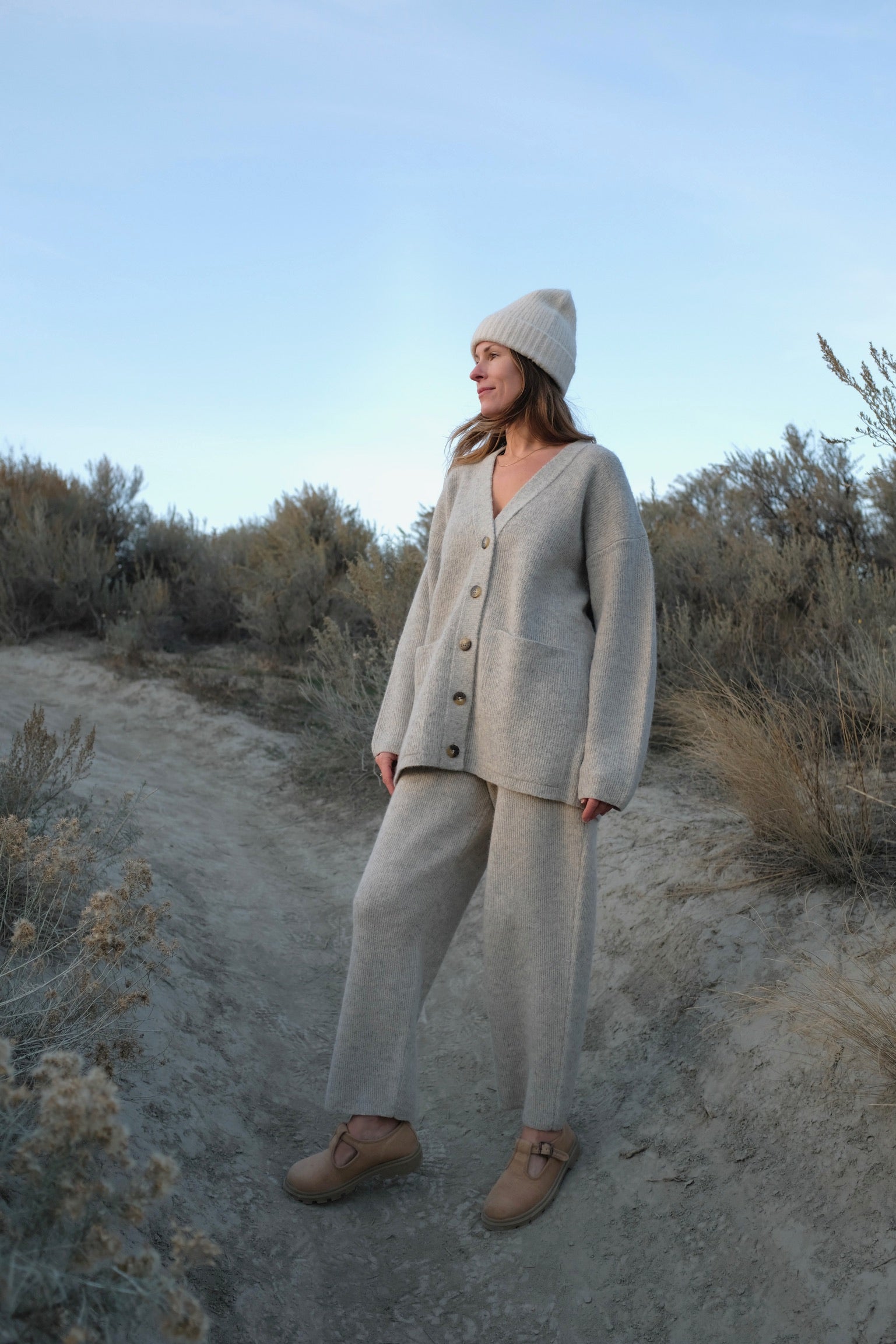 Bare Knitwear Woman Alpaca Harvest Cardigan Sea Salt Grey - Advice