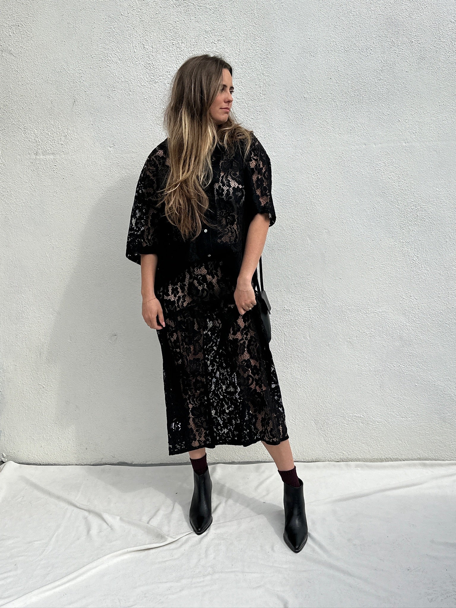dorian fitted shirt midi dress Dorian Fitted Shirt Midi Dress / Charcoal Marle | MESHKI