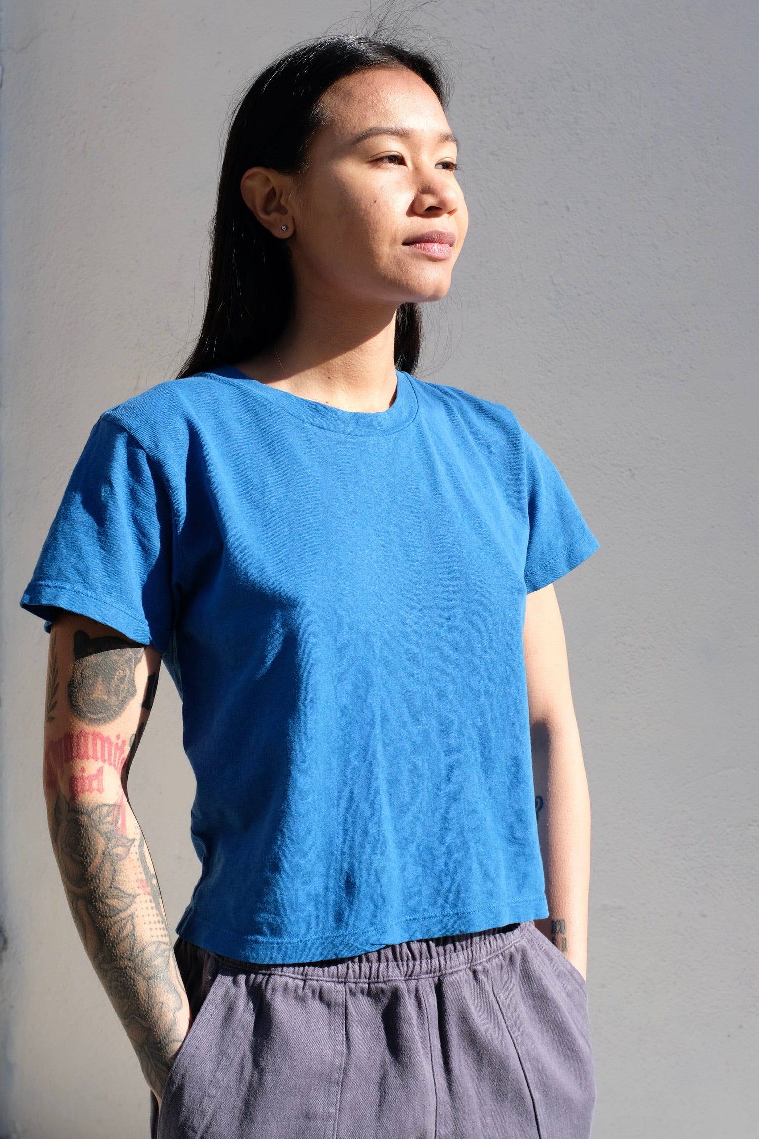 Jungmaven Cropped Lorel Tee / Galaxy Blue