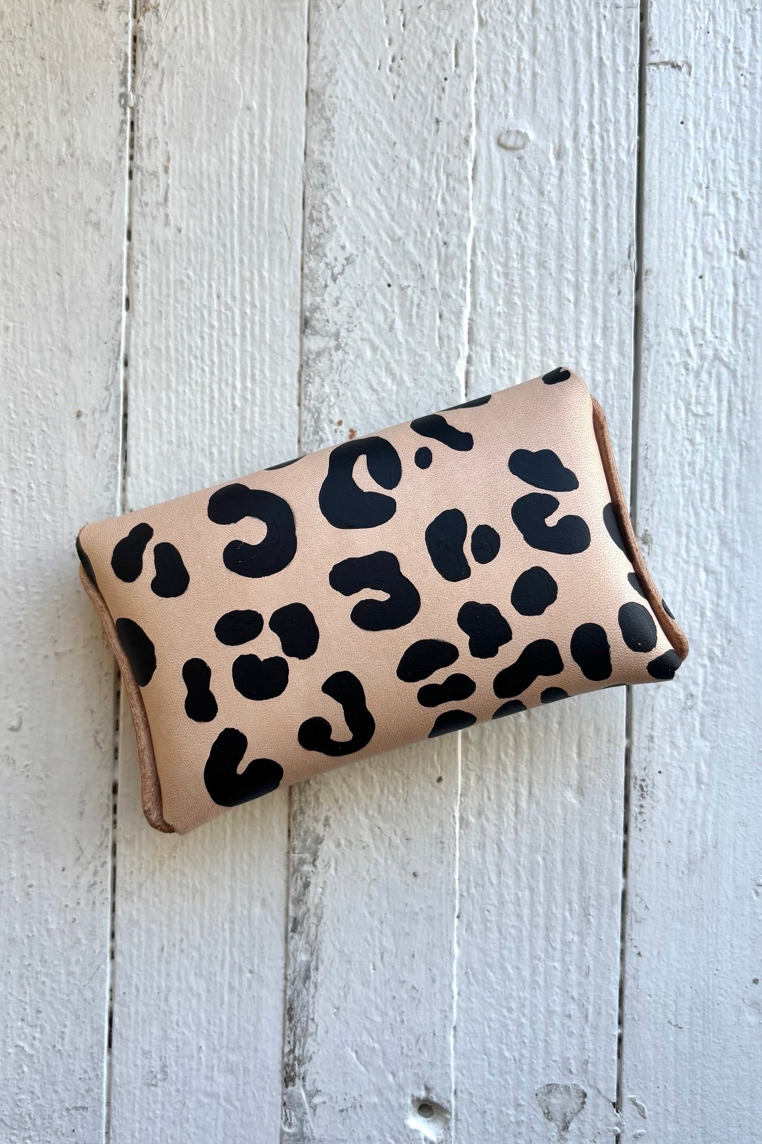 Card Wallet / Hand Painted Leopard