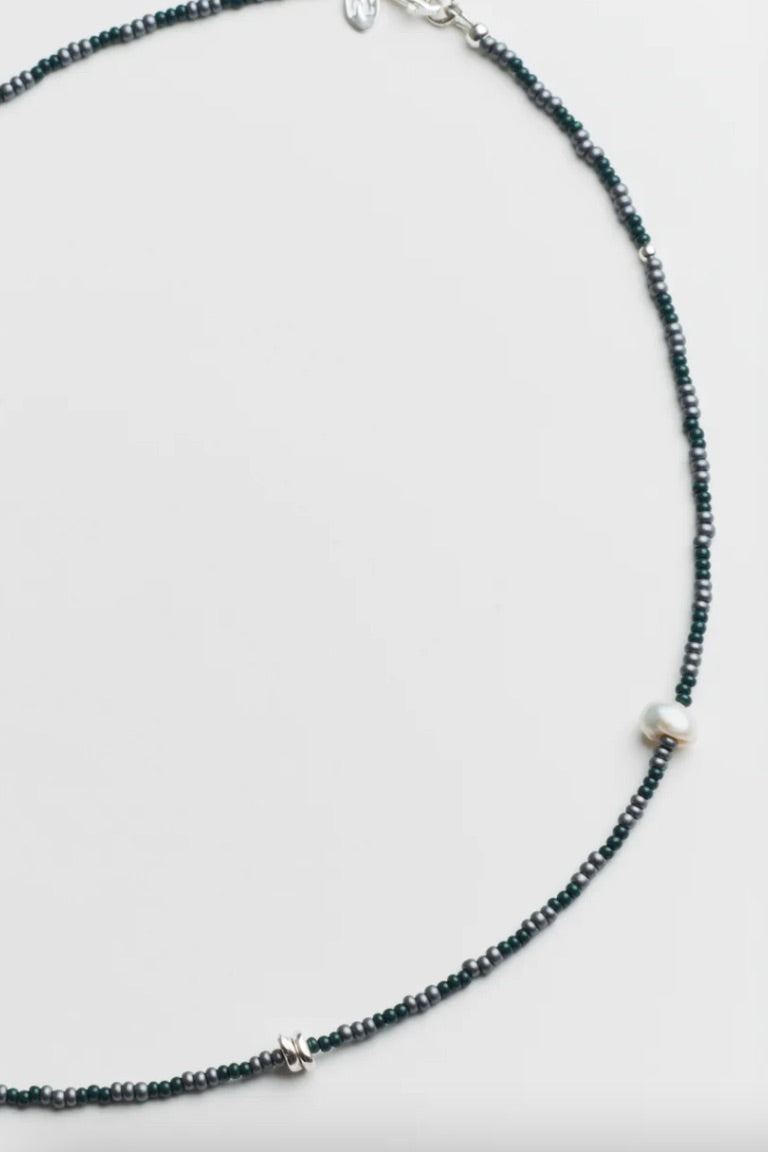 June Mixed bead Necklace / Green