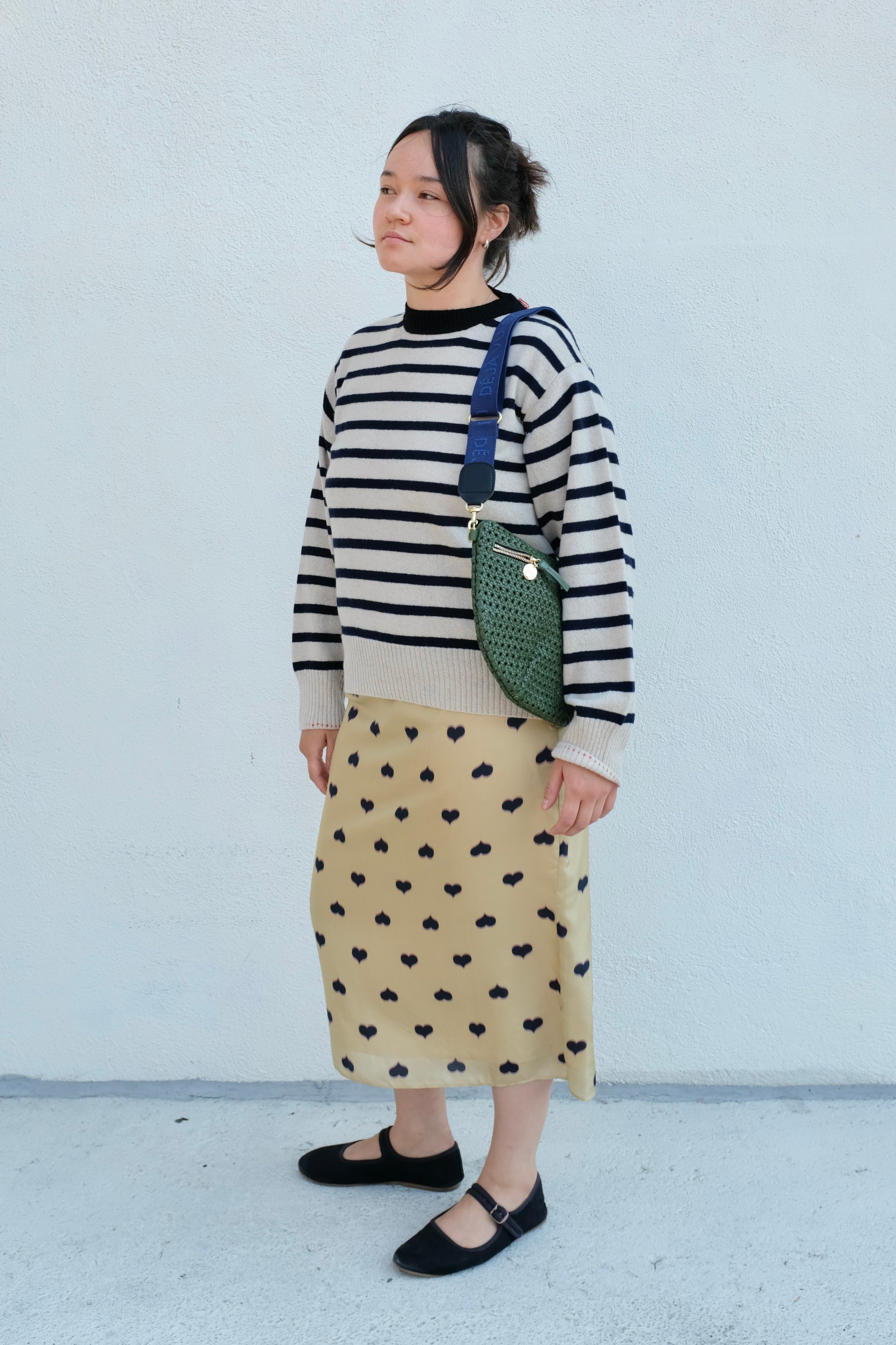 La Fetiche Olga Striped Crewneck Sweater / Oatmeal Navy Black