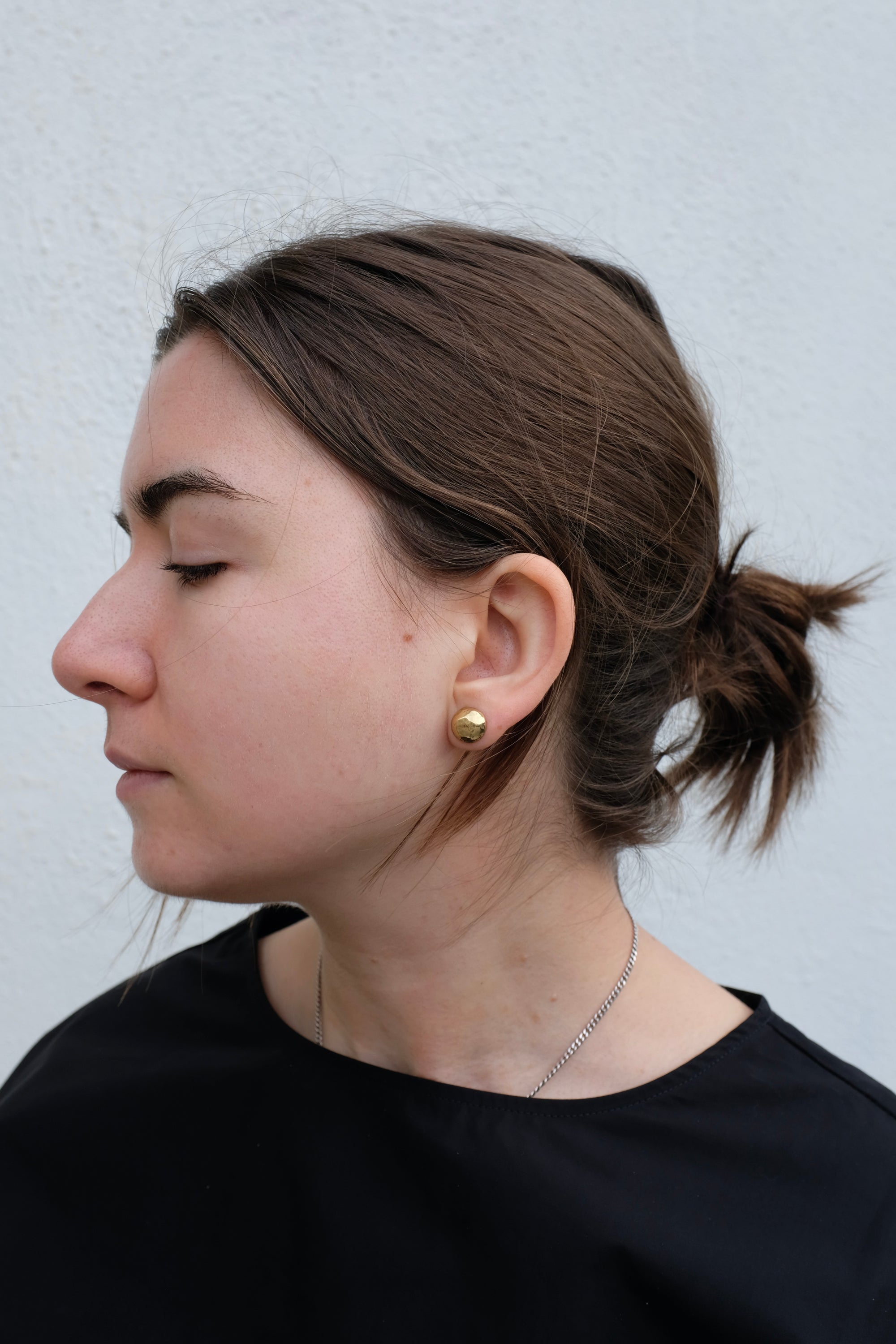 Truvai Mini Irma Earrings / Upcycled 18kt gold plated hammered brass