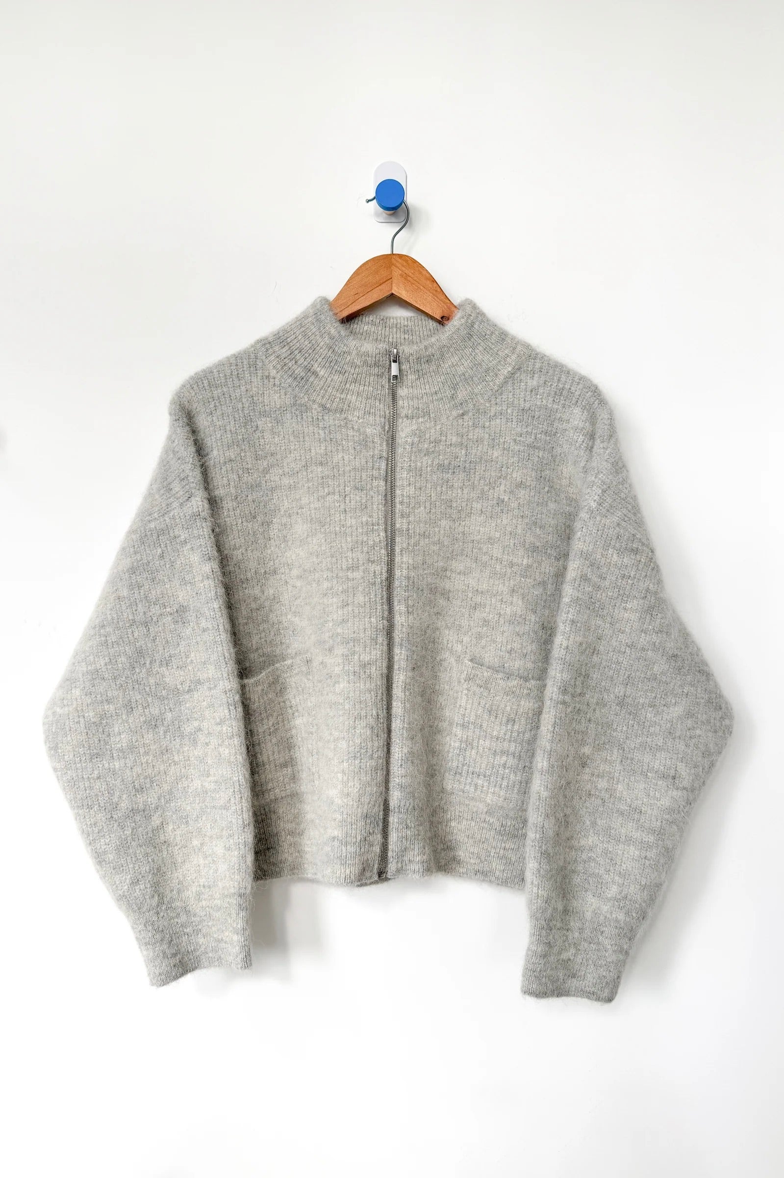 Le Bon Shoppe Alpaca Zip Front Jacket / Light Grey