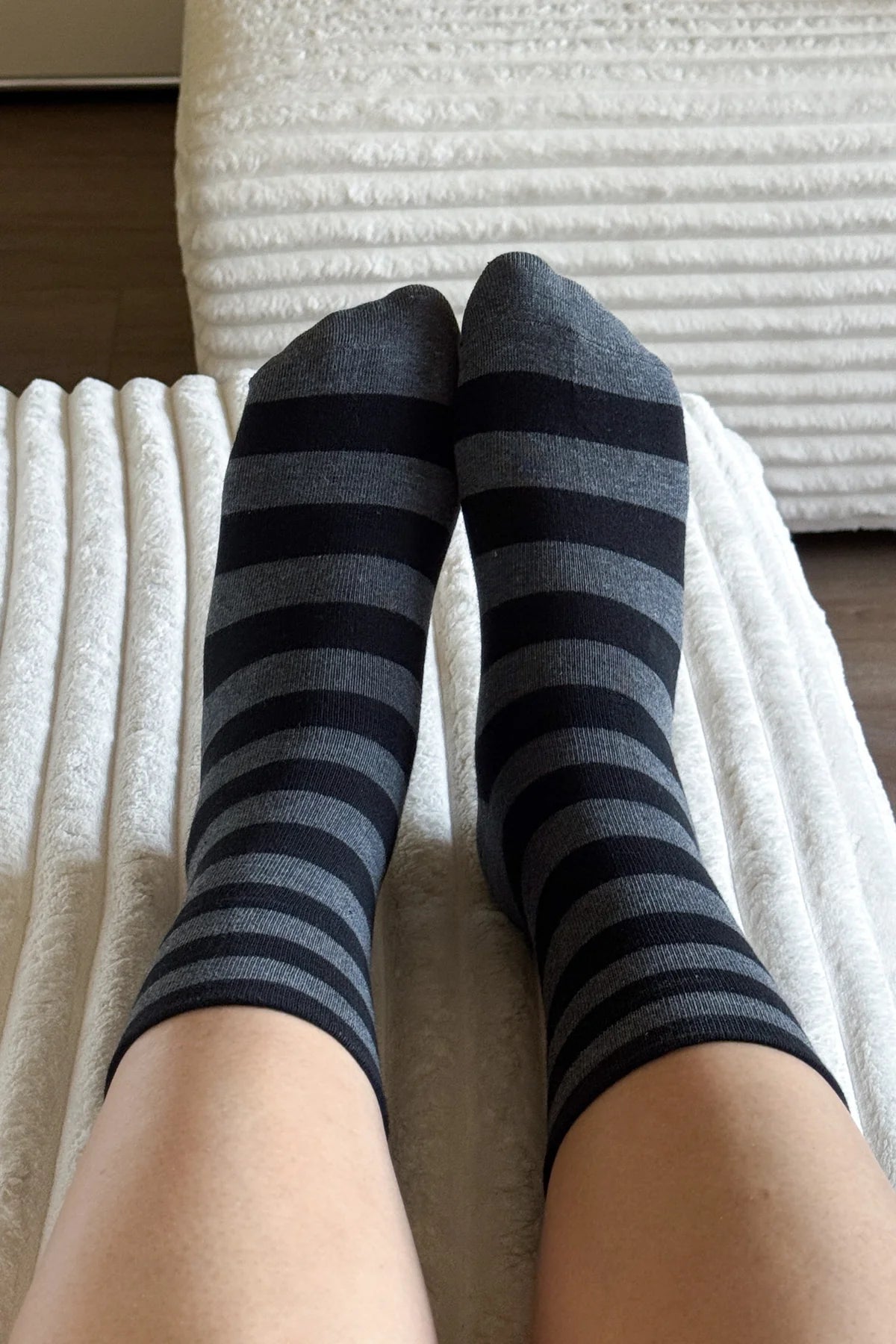 Le Bon Shoppe Wally Socks / Wide Charcoal Stripe
