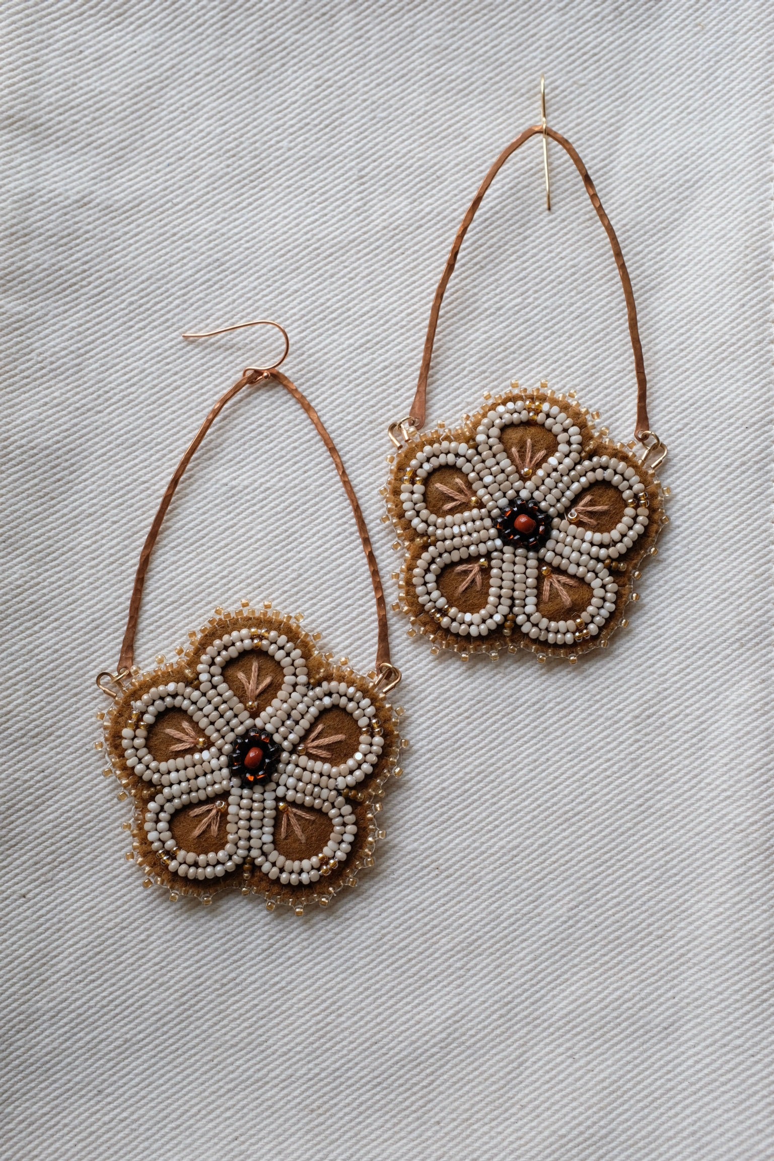 Pre-loved / Tegan Whitesel Copper and Deerhide Earrings / One Size