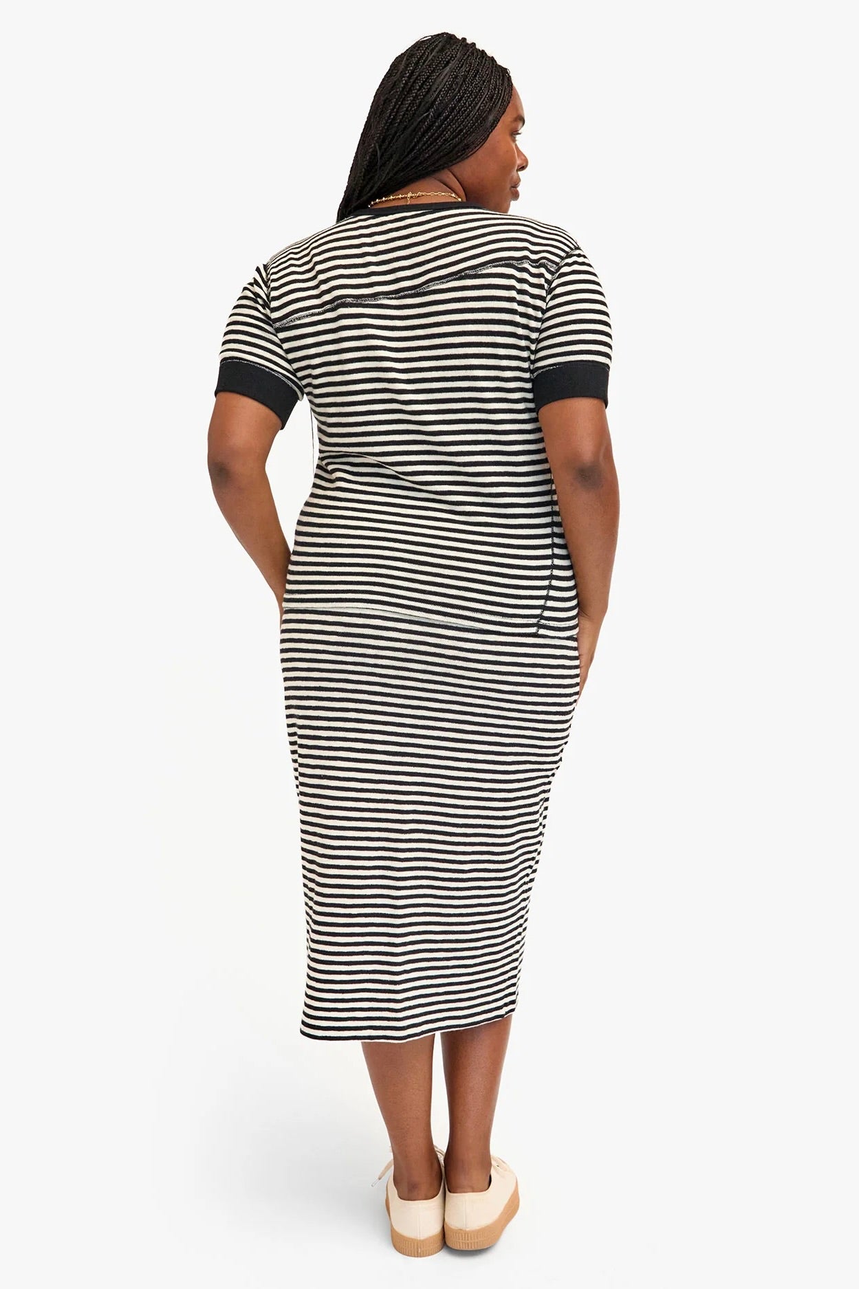 Clare V Le Tube Skirt / Black+Cream Stripe