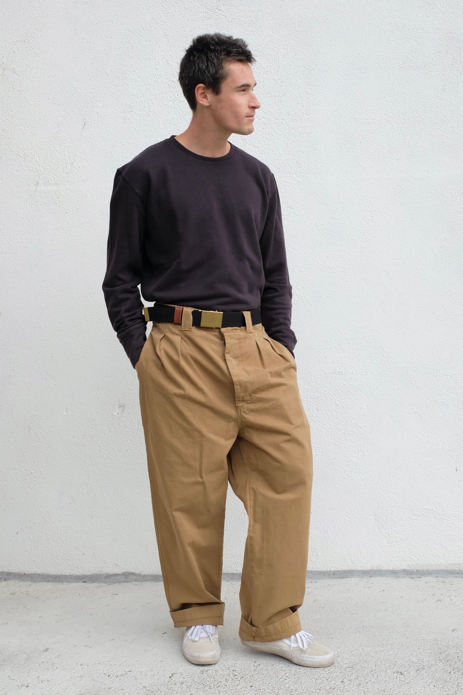 PLEATED TAPERED PANTS ZW COLLECTION - Khaki