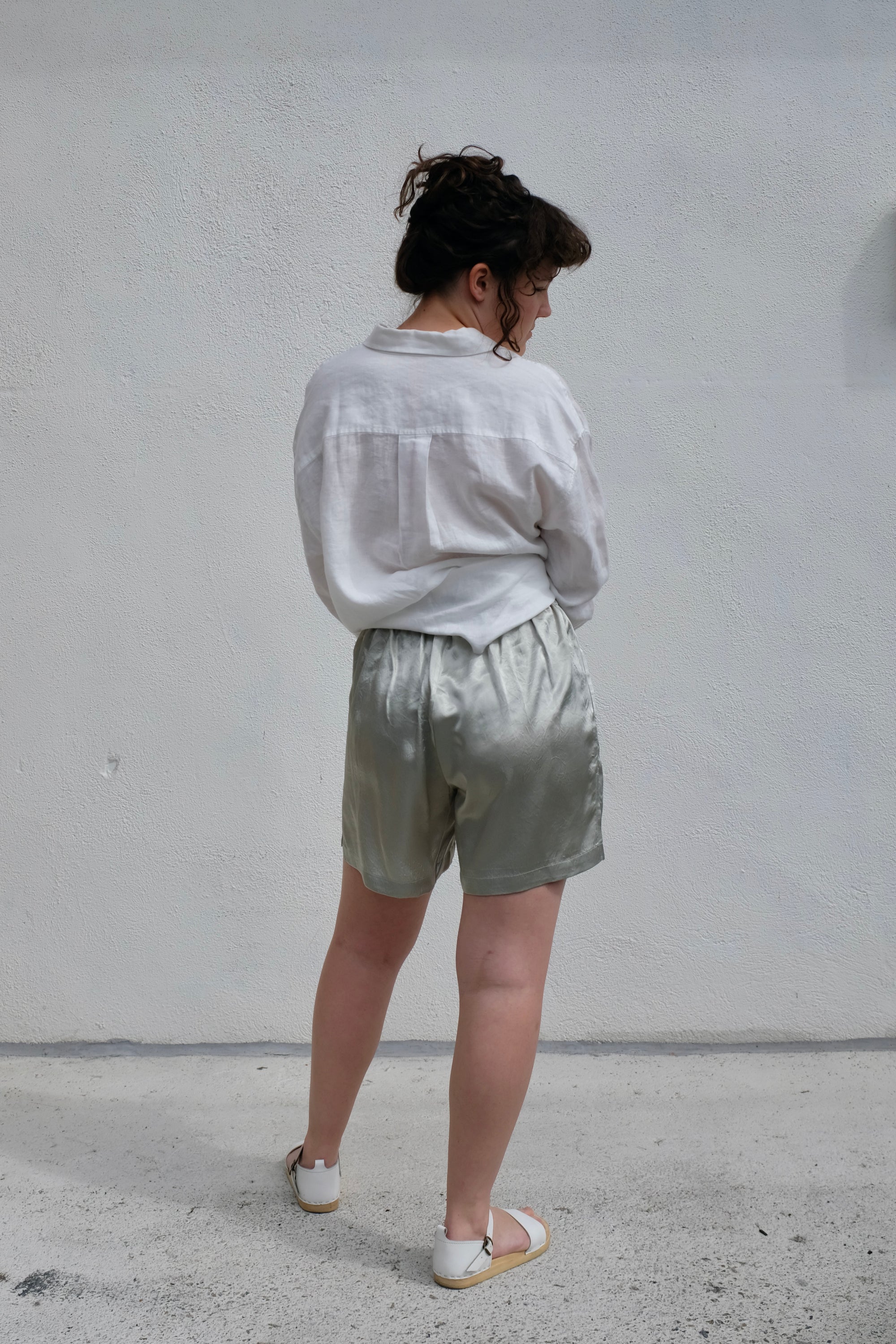 Ali Golden Drawstring Shorts / Sage
