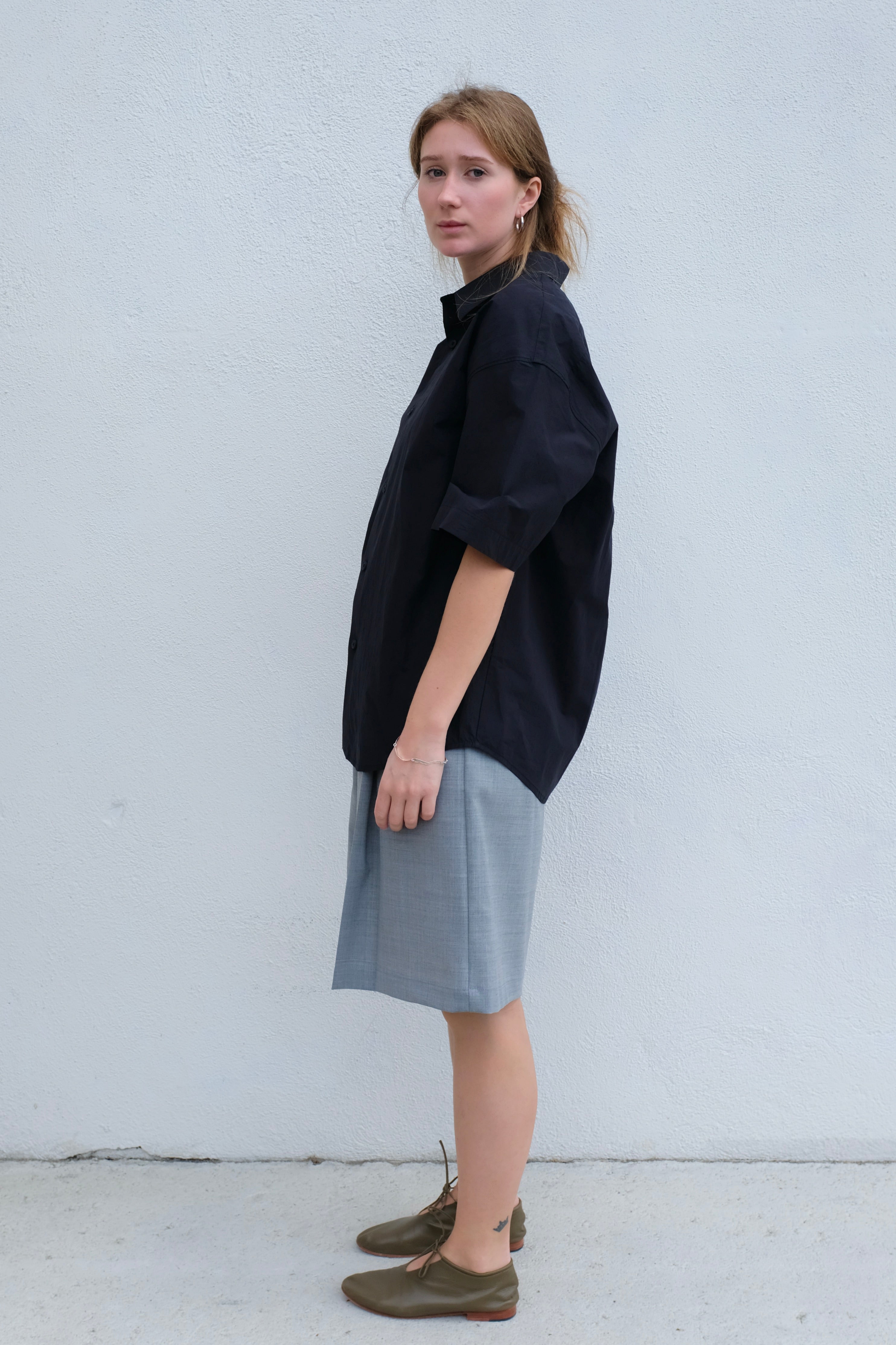 Oversized Short Sleeve Shirt / Black