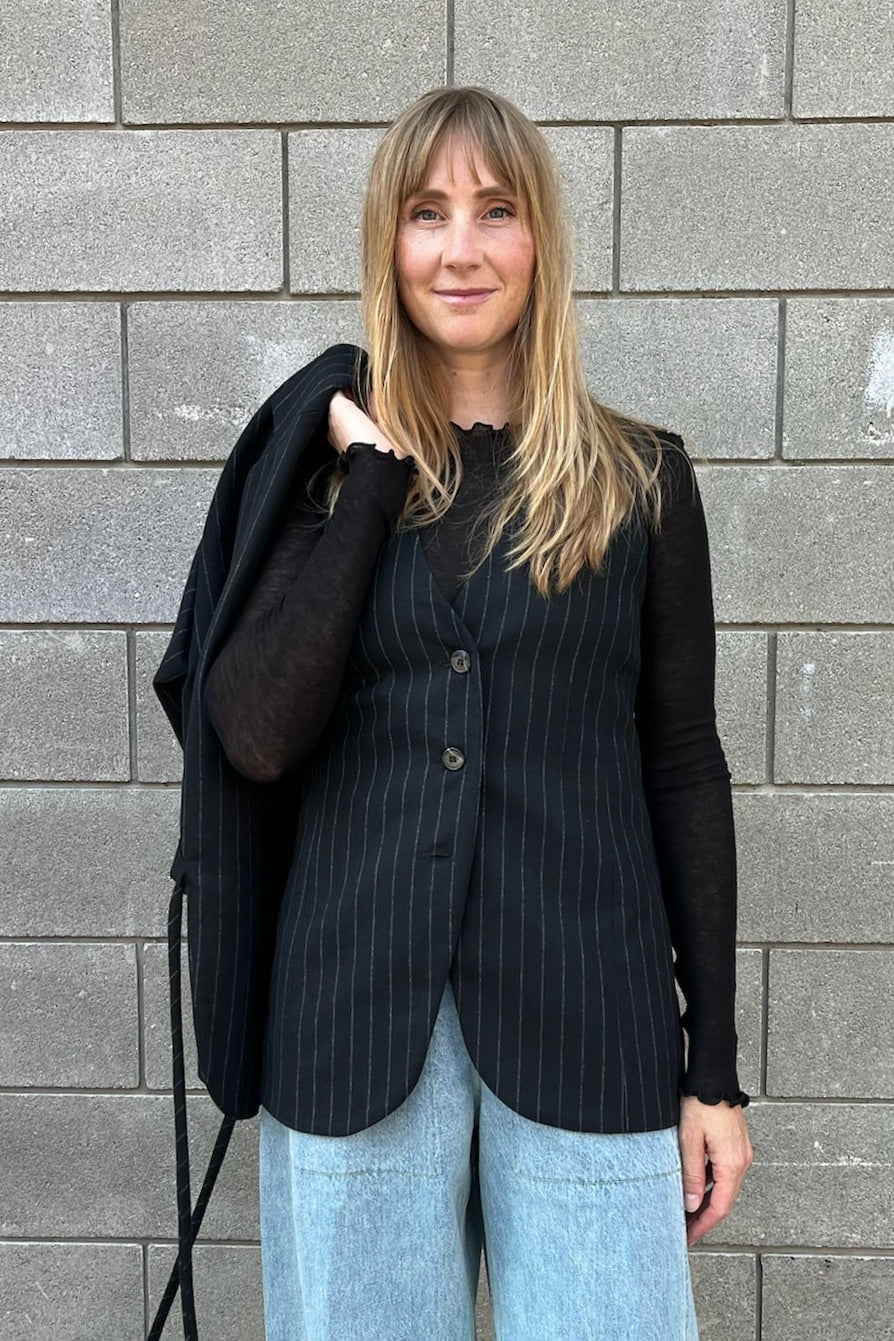 Juliette Vest / Black Pinstripe