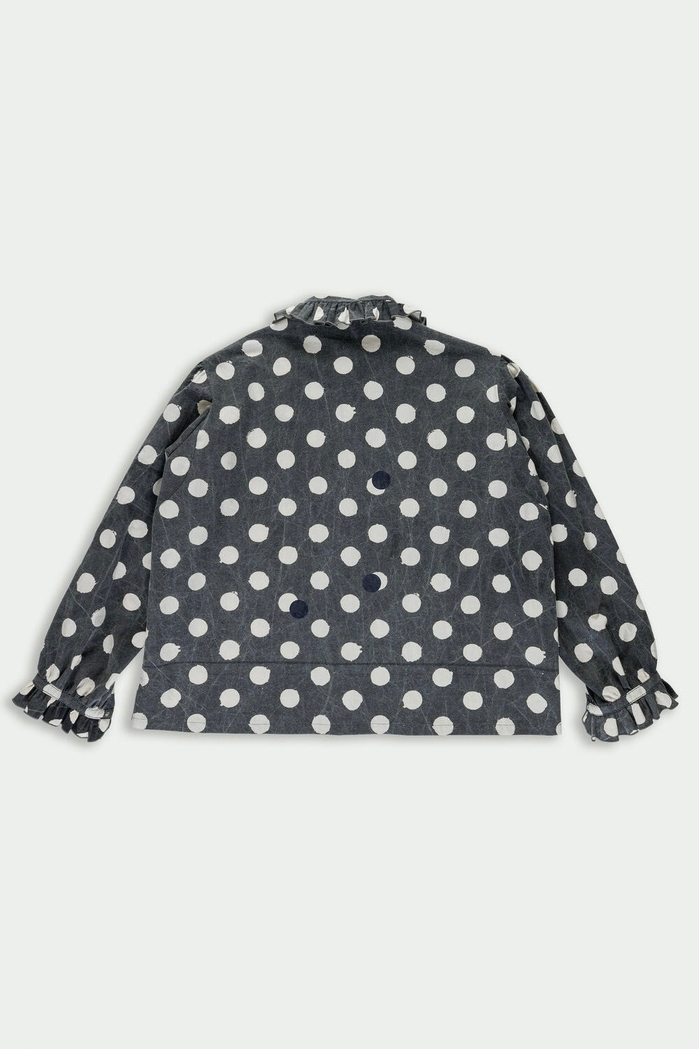 La Fetiche Jane Irregular Spot Printed Cotton Blouse / Washed Black & White
