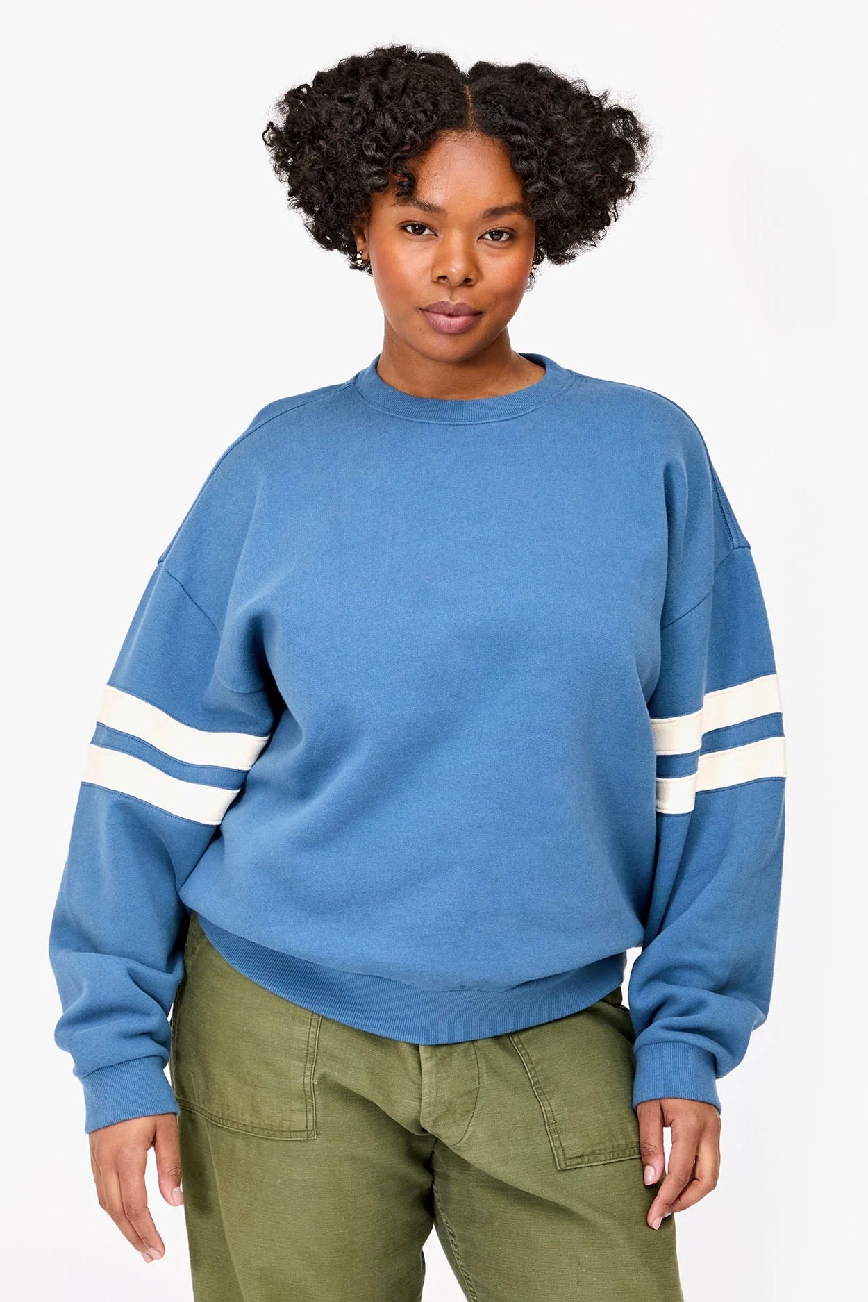 Clare V. Oversized Varsity Sweatshirt / Desert Blue