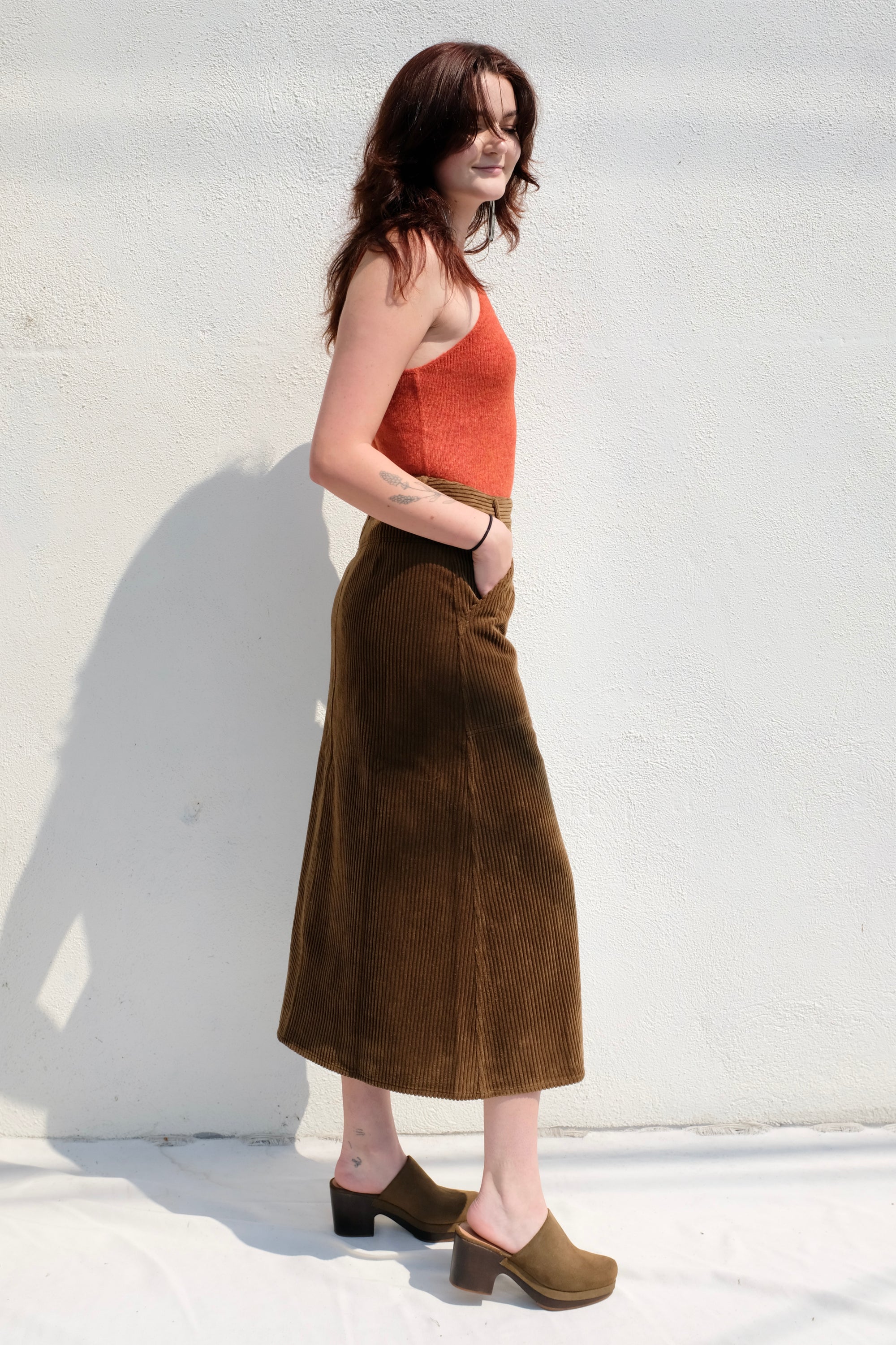 Atelier Delphine Corduroy Erin Skirt / Olive