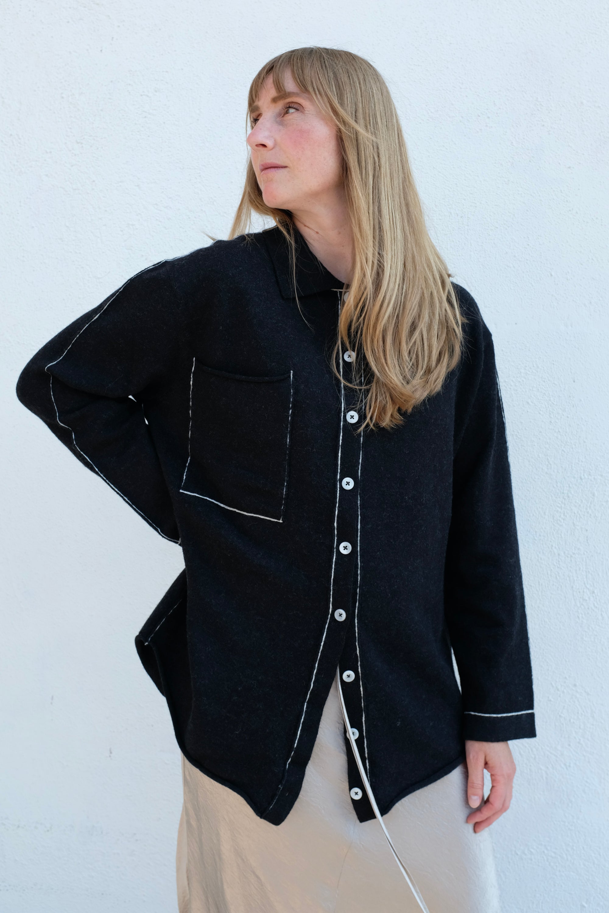 Lauren Manoogian Stitch Big Shirt / Black Melange