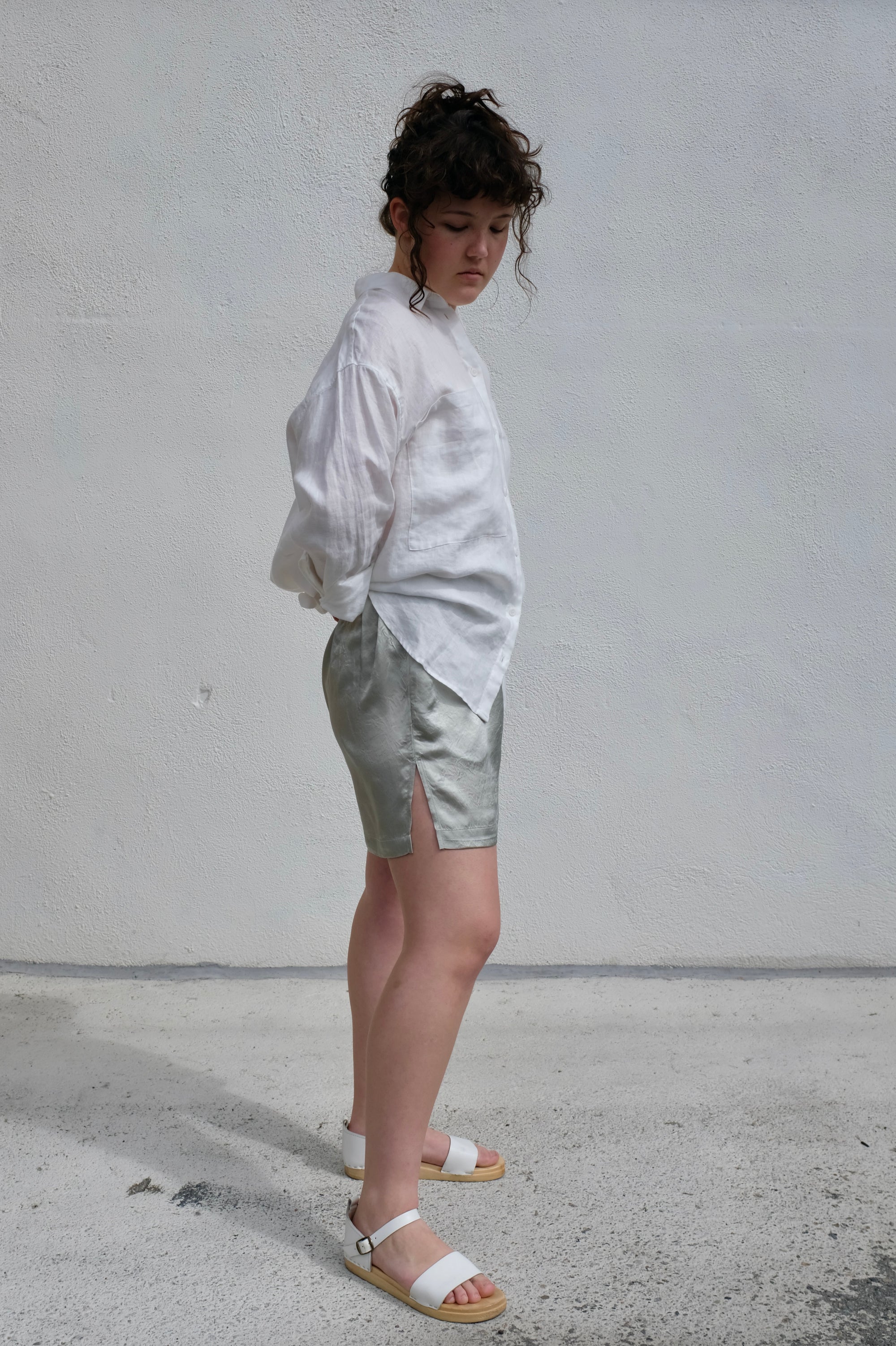 Ali Golden Drawstring Shorts / Sage