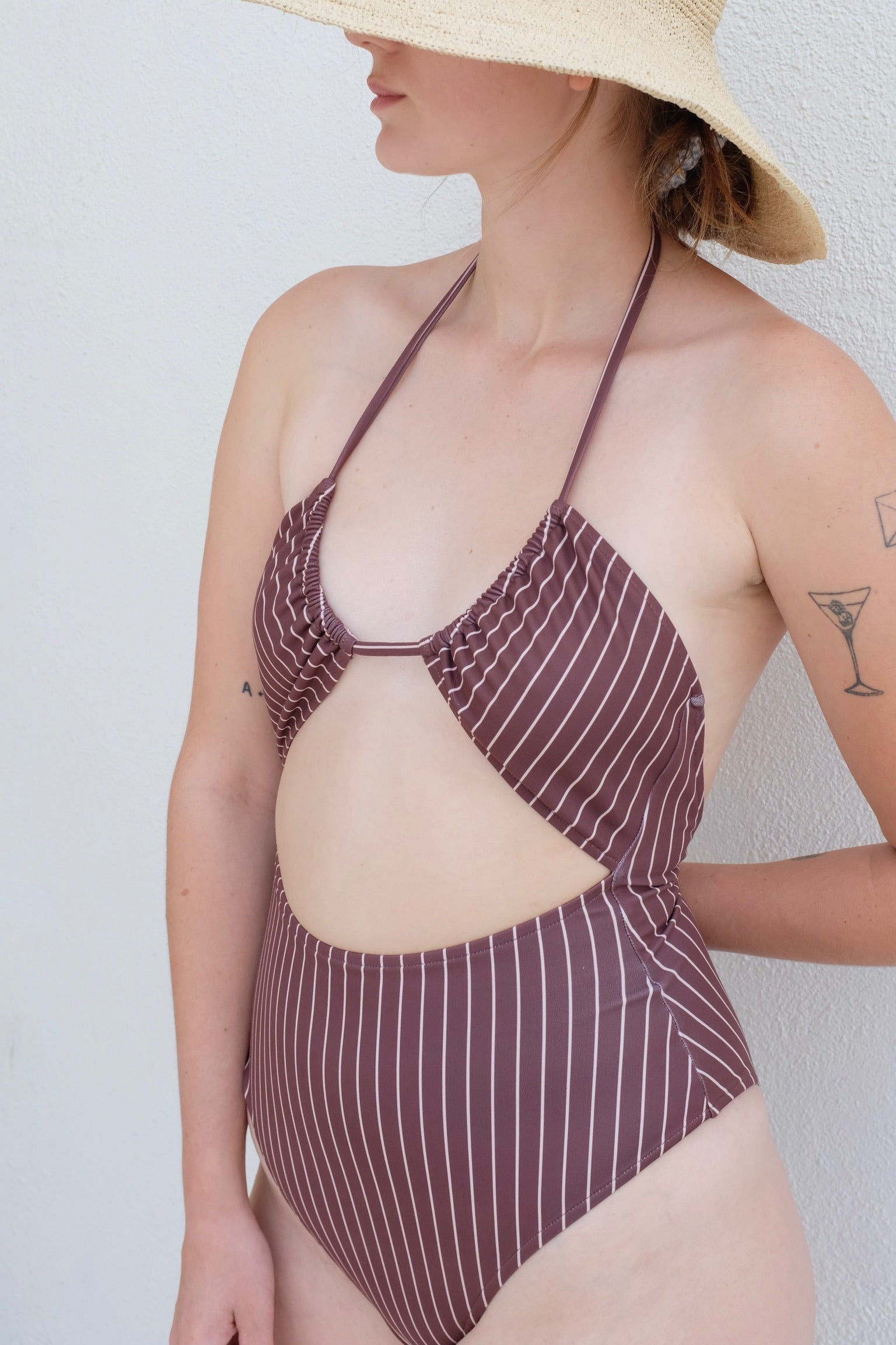 Zulu & Zephyr / Halter One Piece Plum Stripe