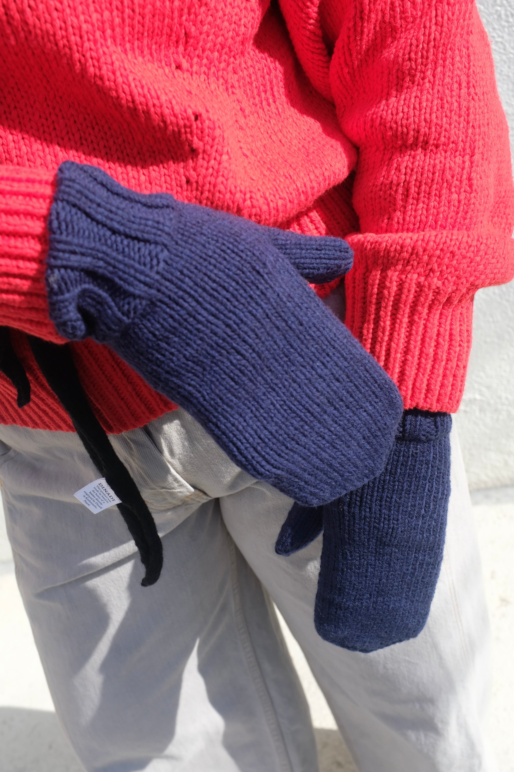 Merino Handknit Mittens / Space Blue