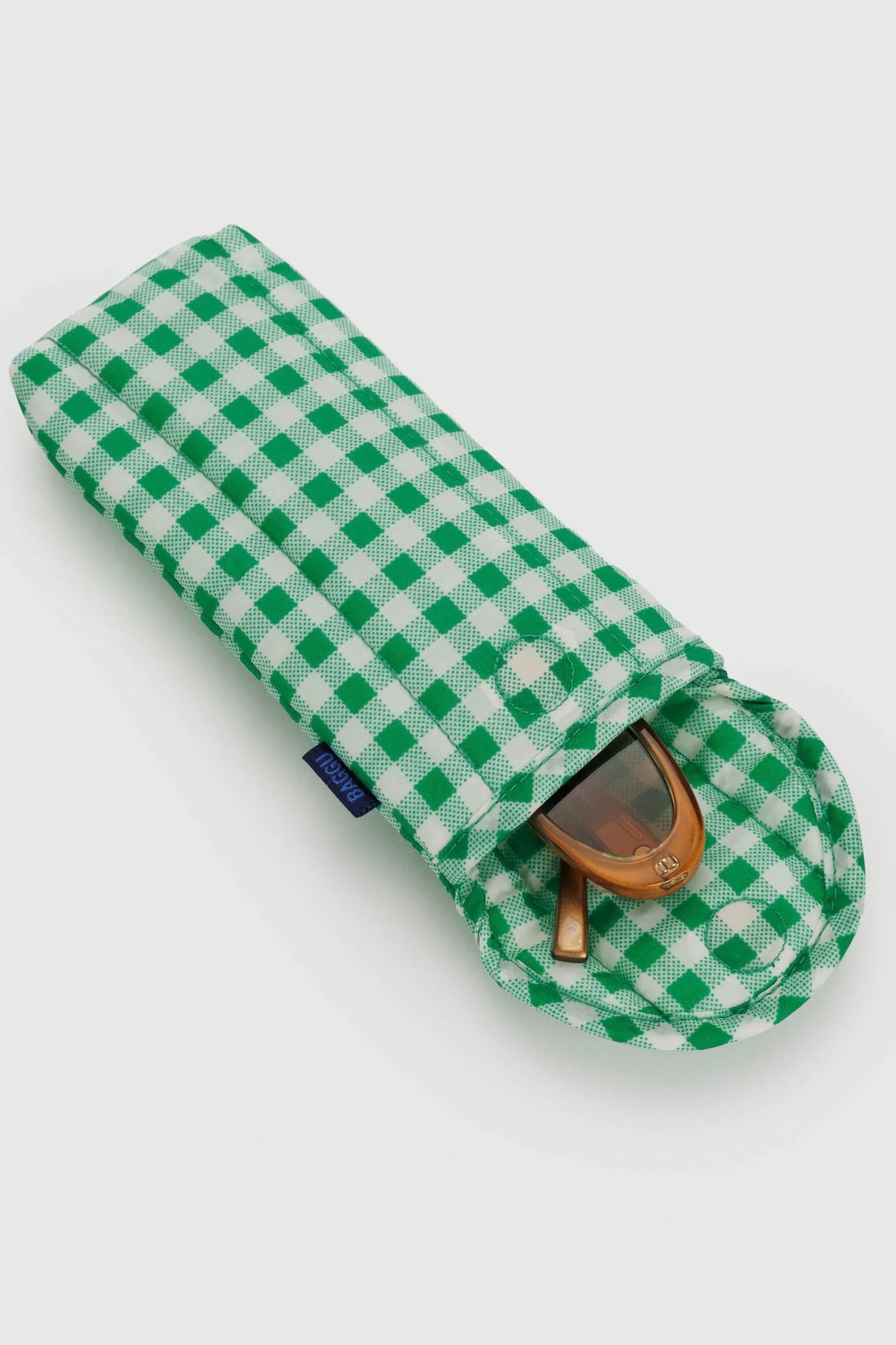 Puffy Glasses Sleeve / Green Gingham