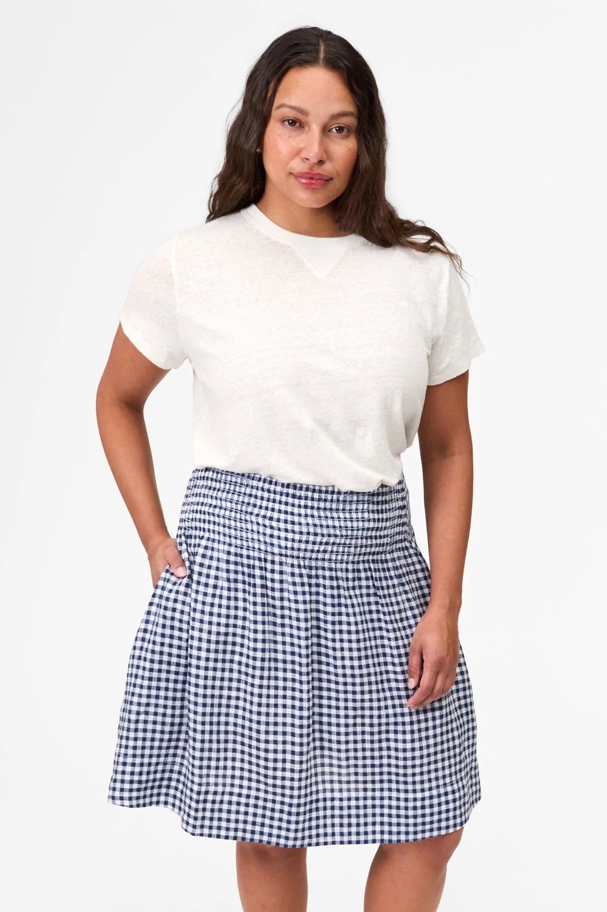 Clare V. Zoe Court Skirt / Navy and White Gingham
