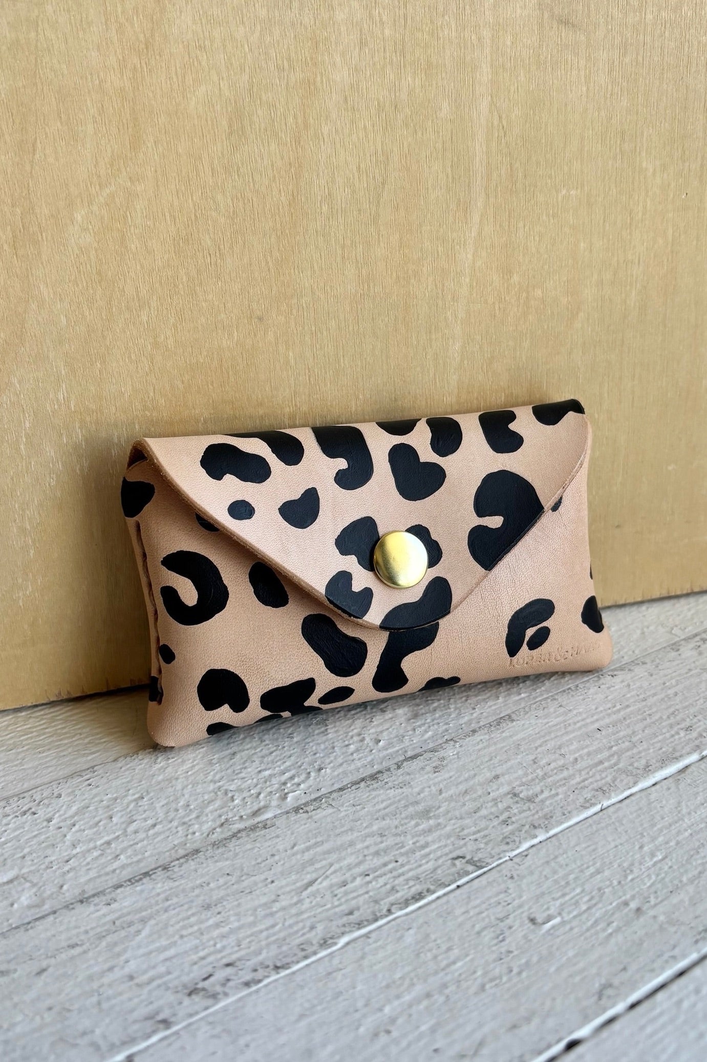 Card Wallet / Hand Painted Leopard