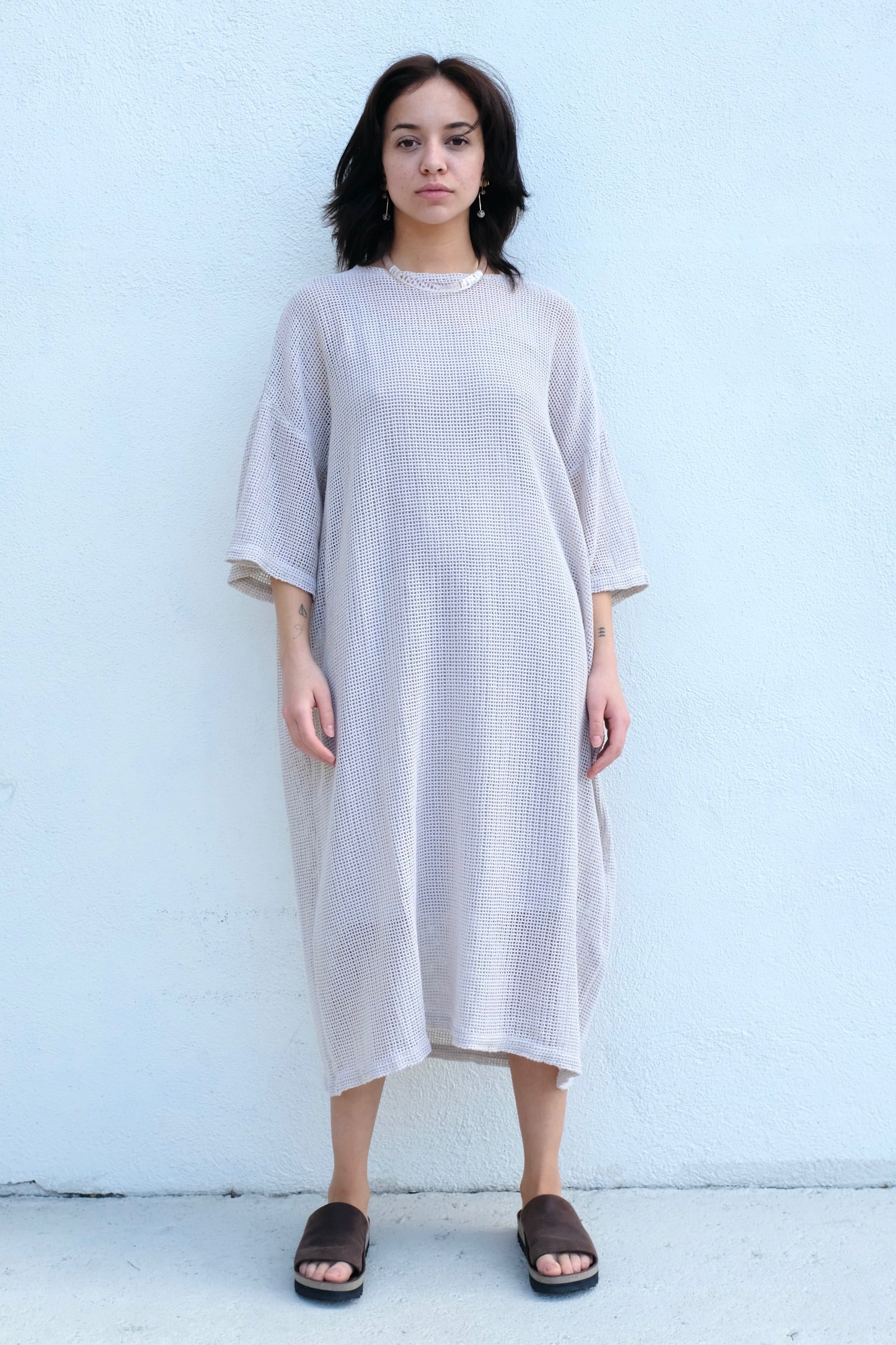 Black Crane Long Tee Dress / Cloud