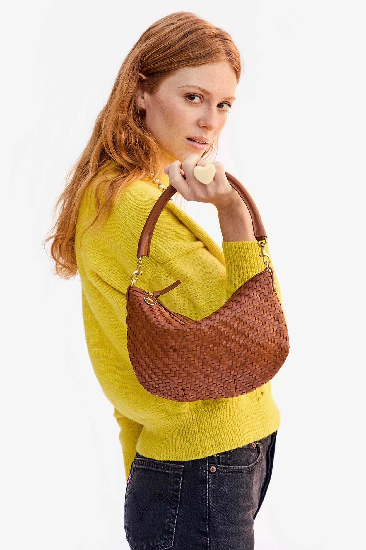Clare V. Petit Moyen / Hazelnut Woven Zig Zag