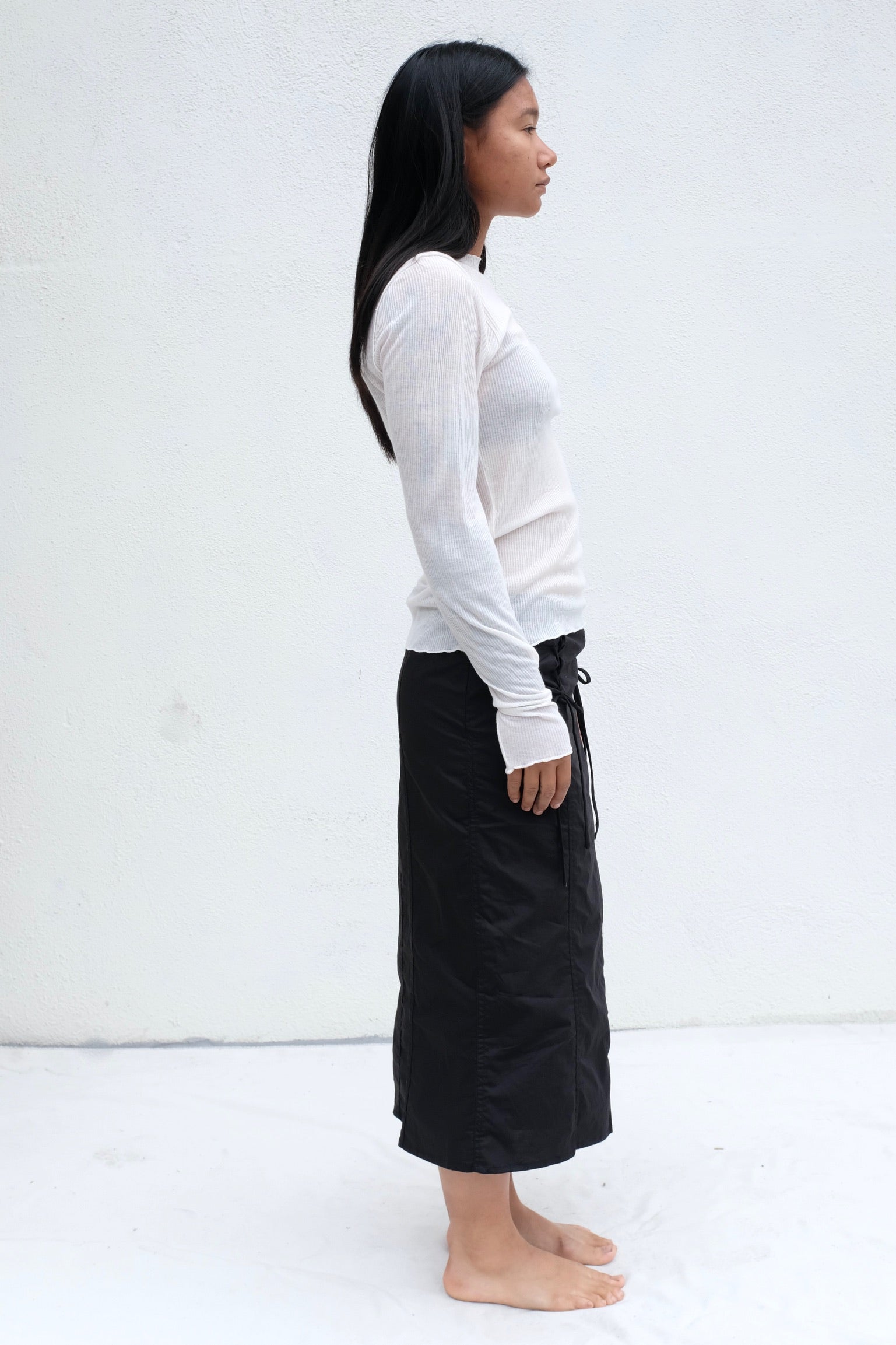 Deiji Studios Double Lace Up Skirt / Black
