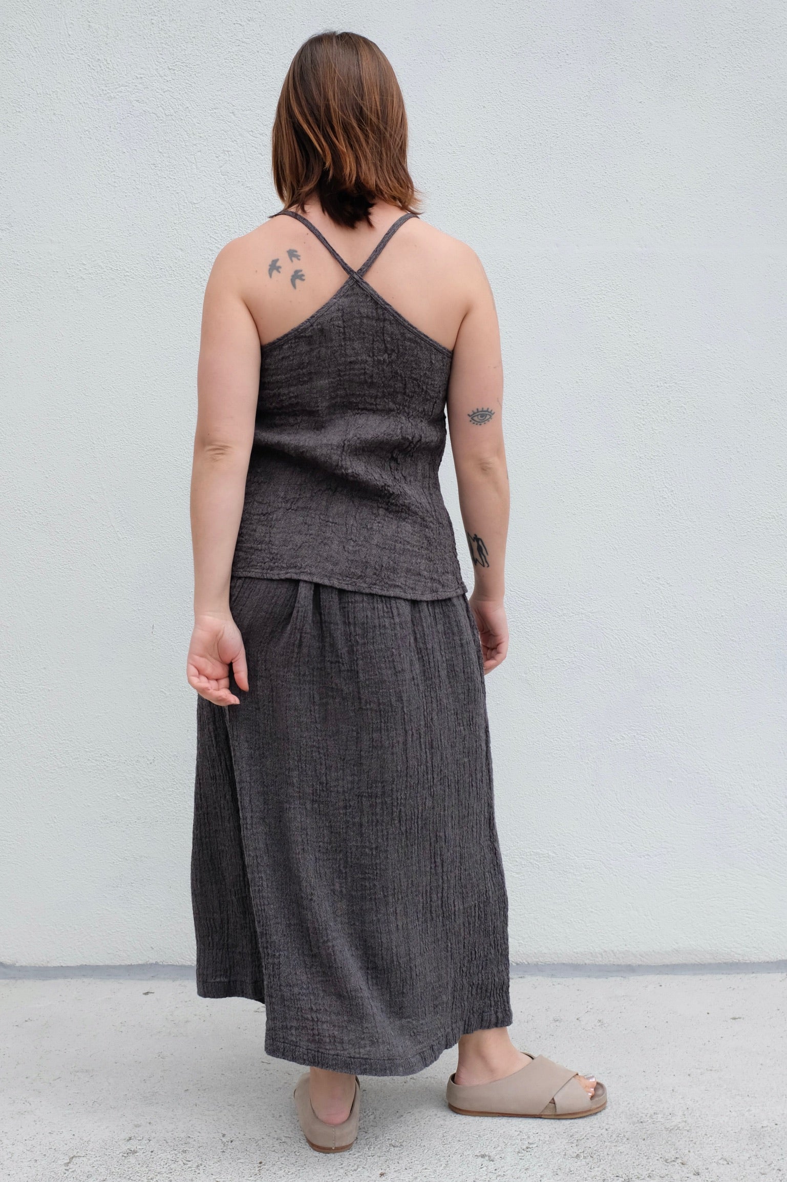 Black Crane Textured Camisole / Grey Navy