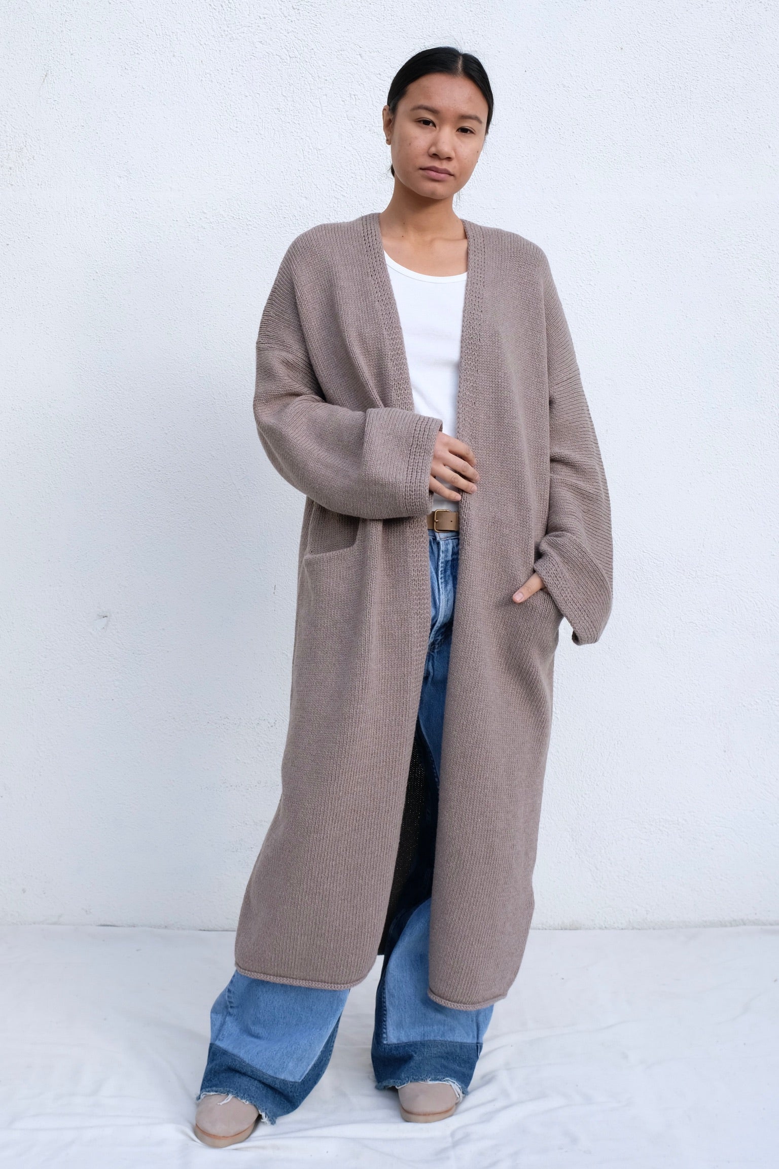 Long Open Cardigan Wood