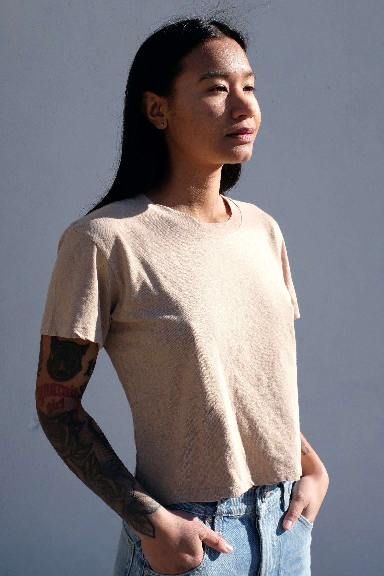 Cropped Lorel Tee / Oat Milk