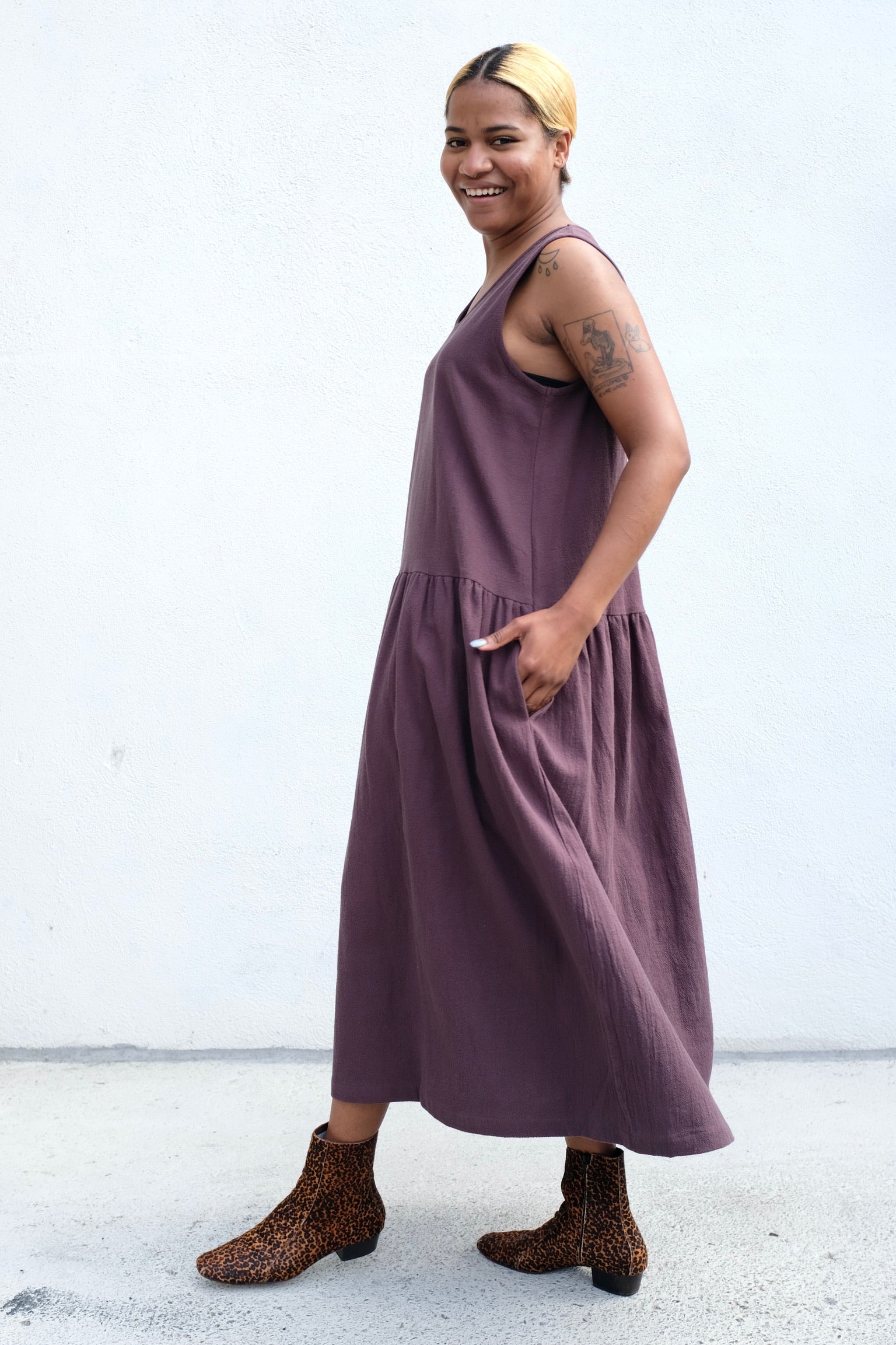 Black Crane TANK Dress FW / Plum