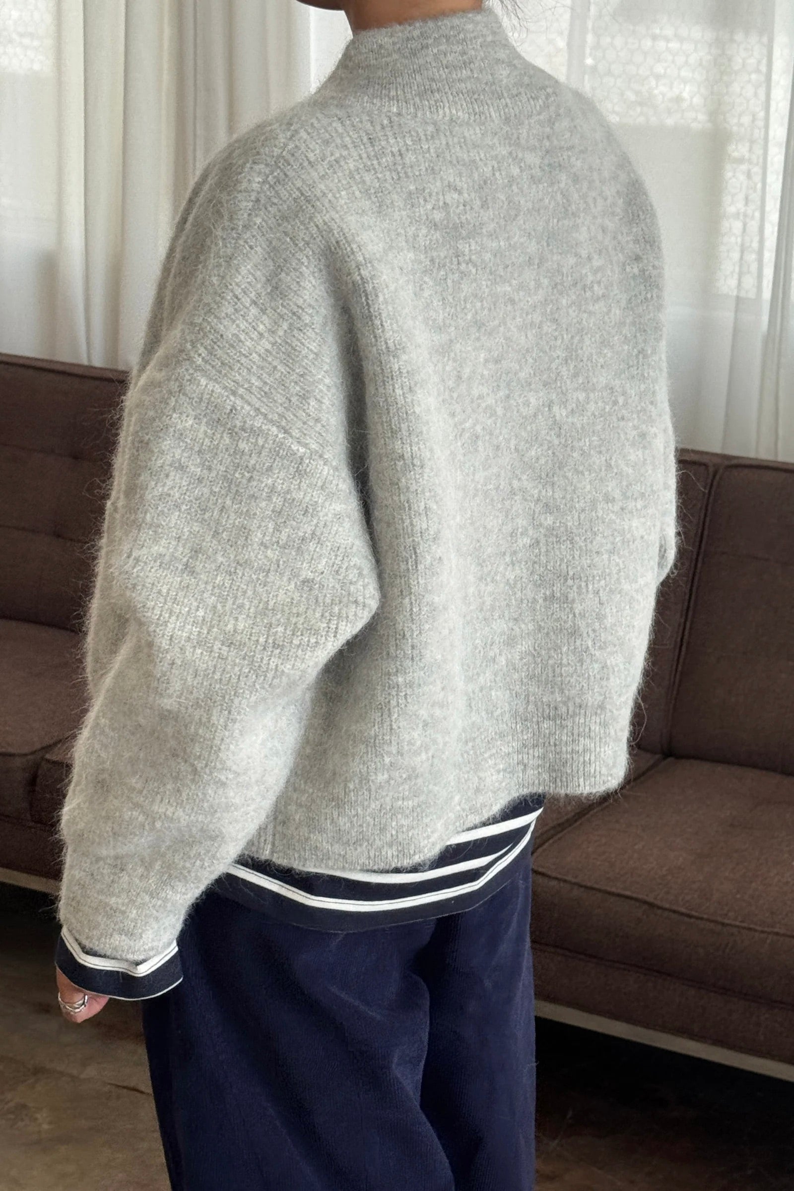 Le Bon Shoppe Alpaca Zip Front Jacket / Light Grey