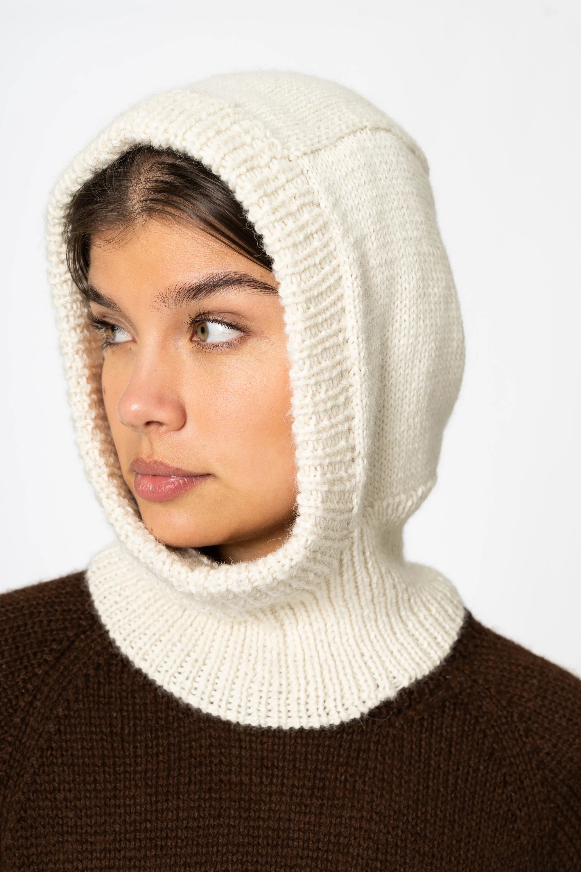 Alpaca Handknit Balaclava / Ivory White