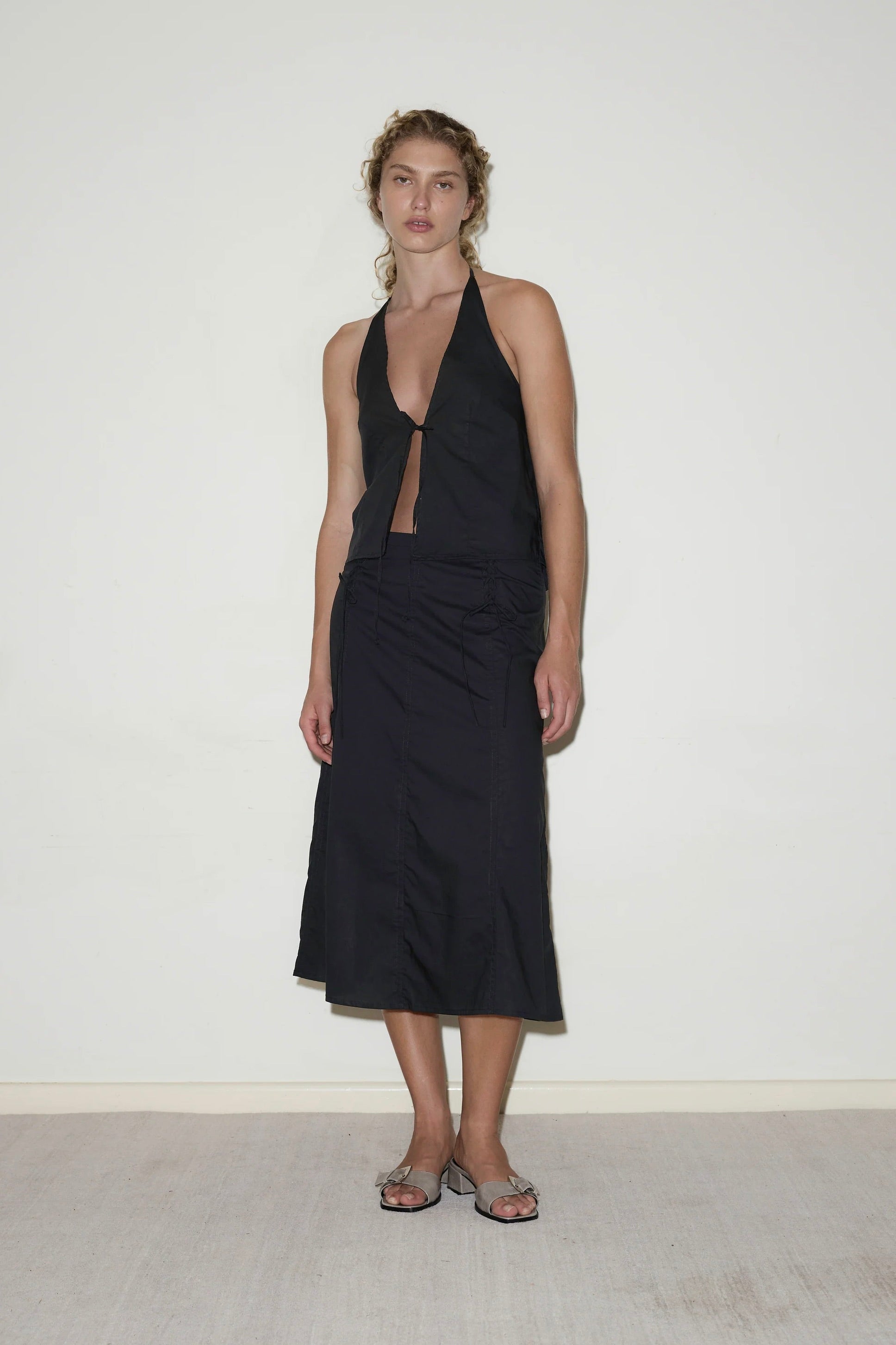 Deiji Studios Double Lace Up Skirt / Black