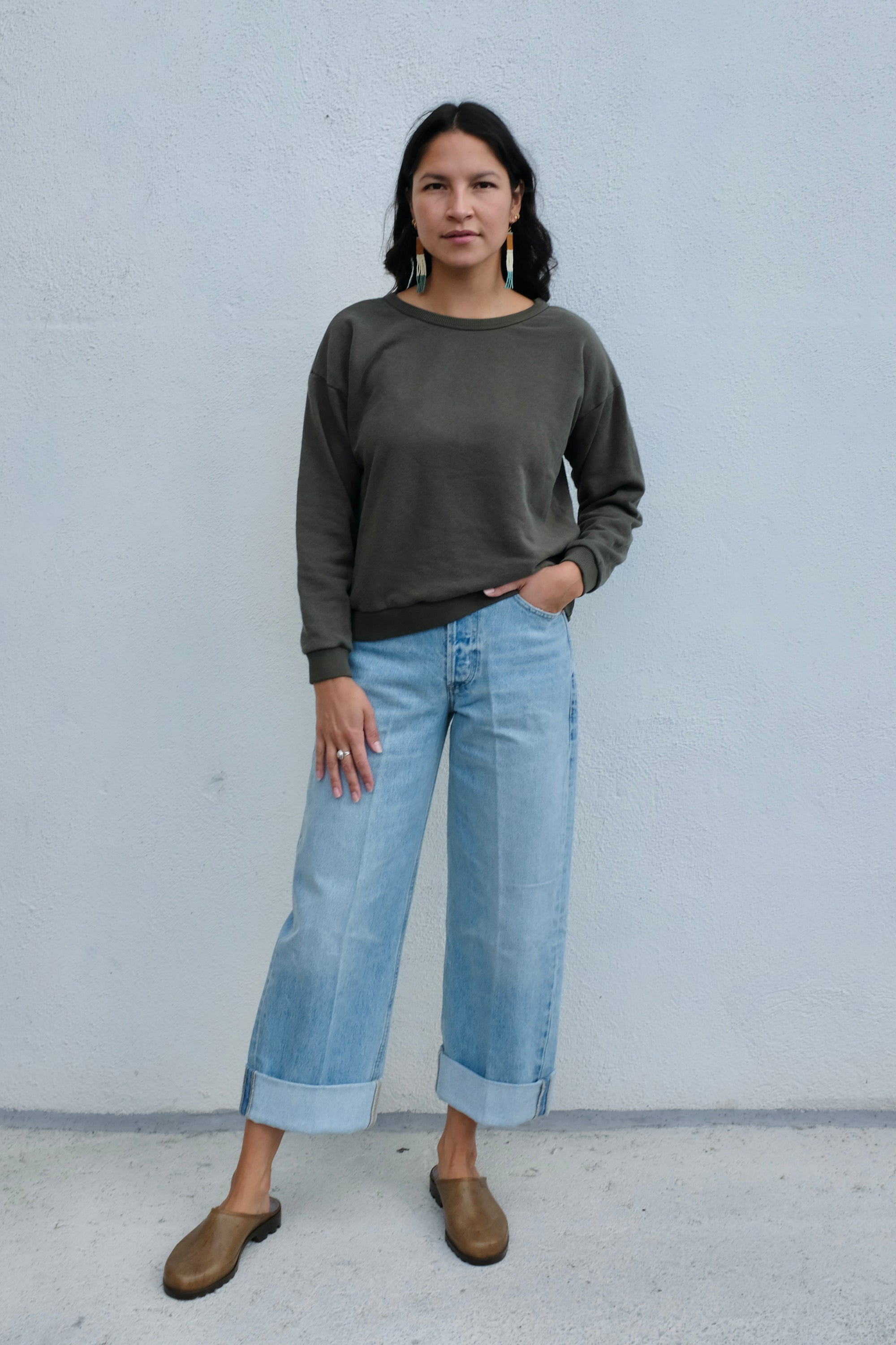 Jungmaven Crux Crop Sweatshirt / Olive Green