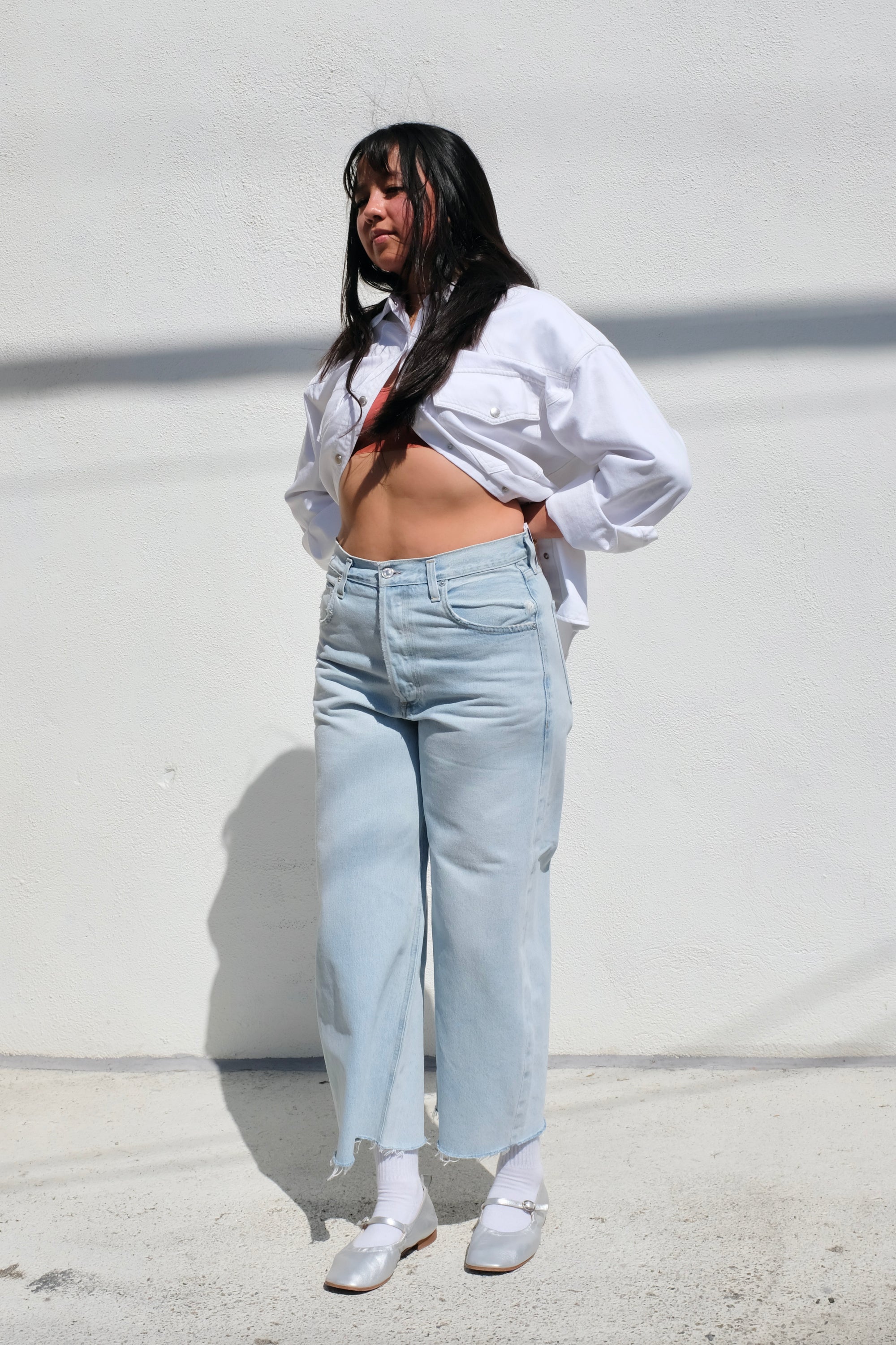 Ayla Raw Hem Crop / Sailor