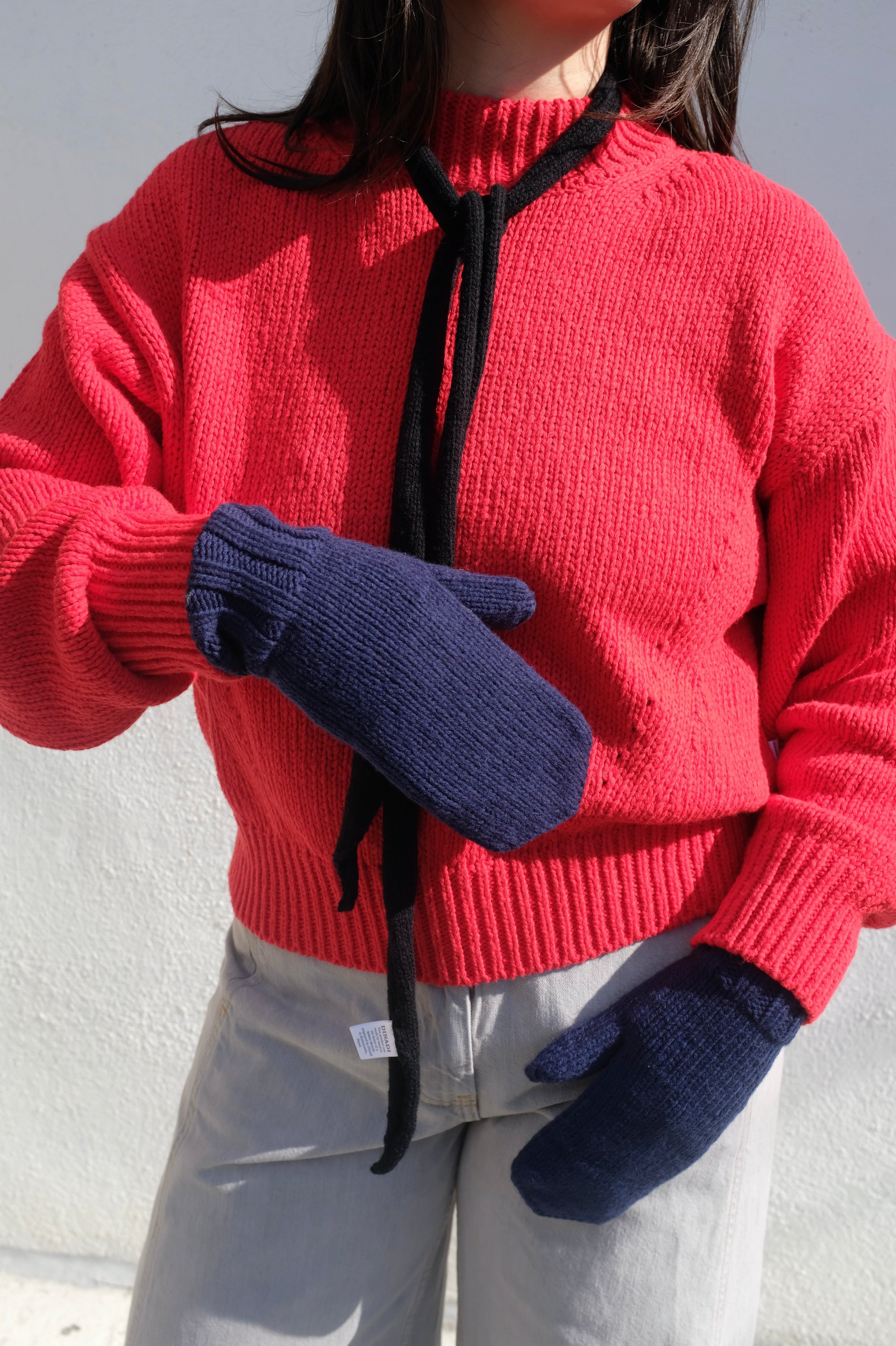 Merino Handknit Mittens / Space Blue
