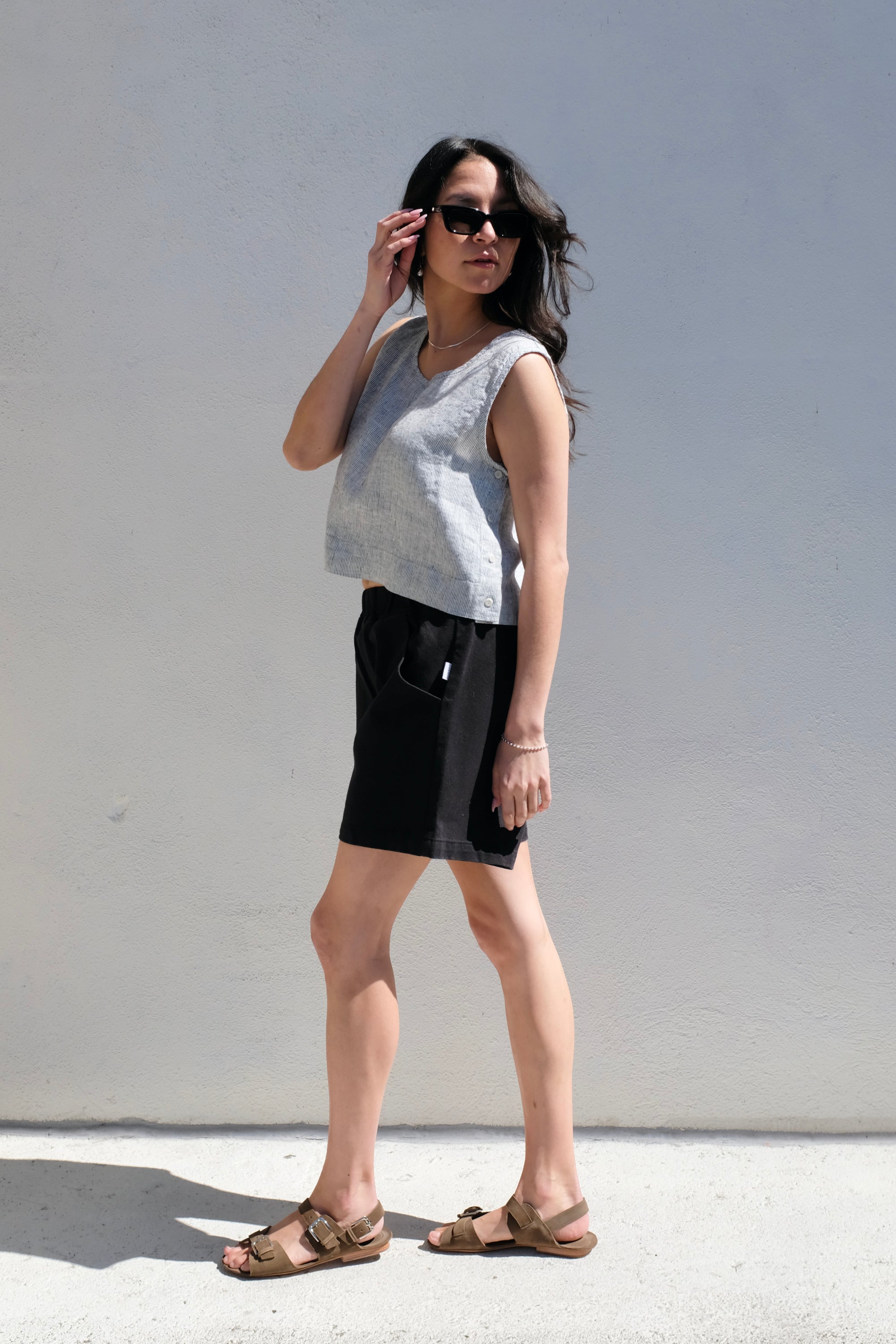 Eva Top / Charcoal Stripe