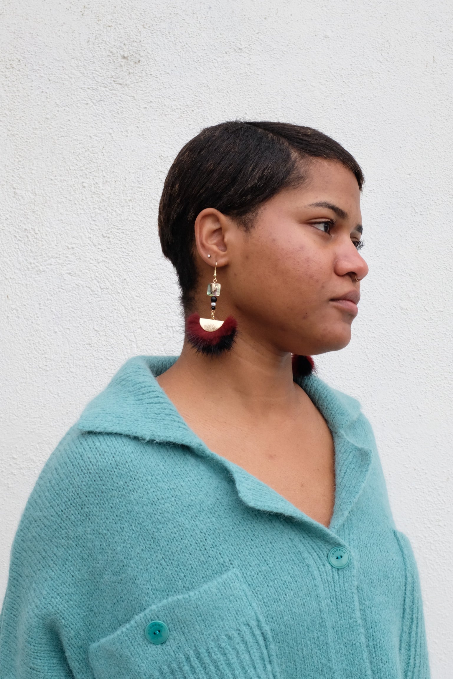 Pre-loved / CreeNative Mink Earrings / Maroon