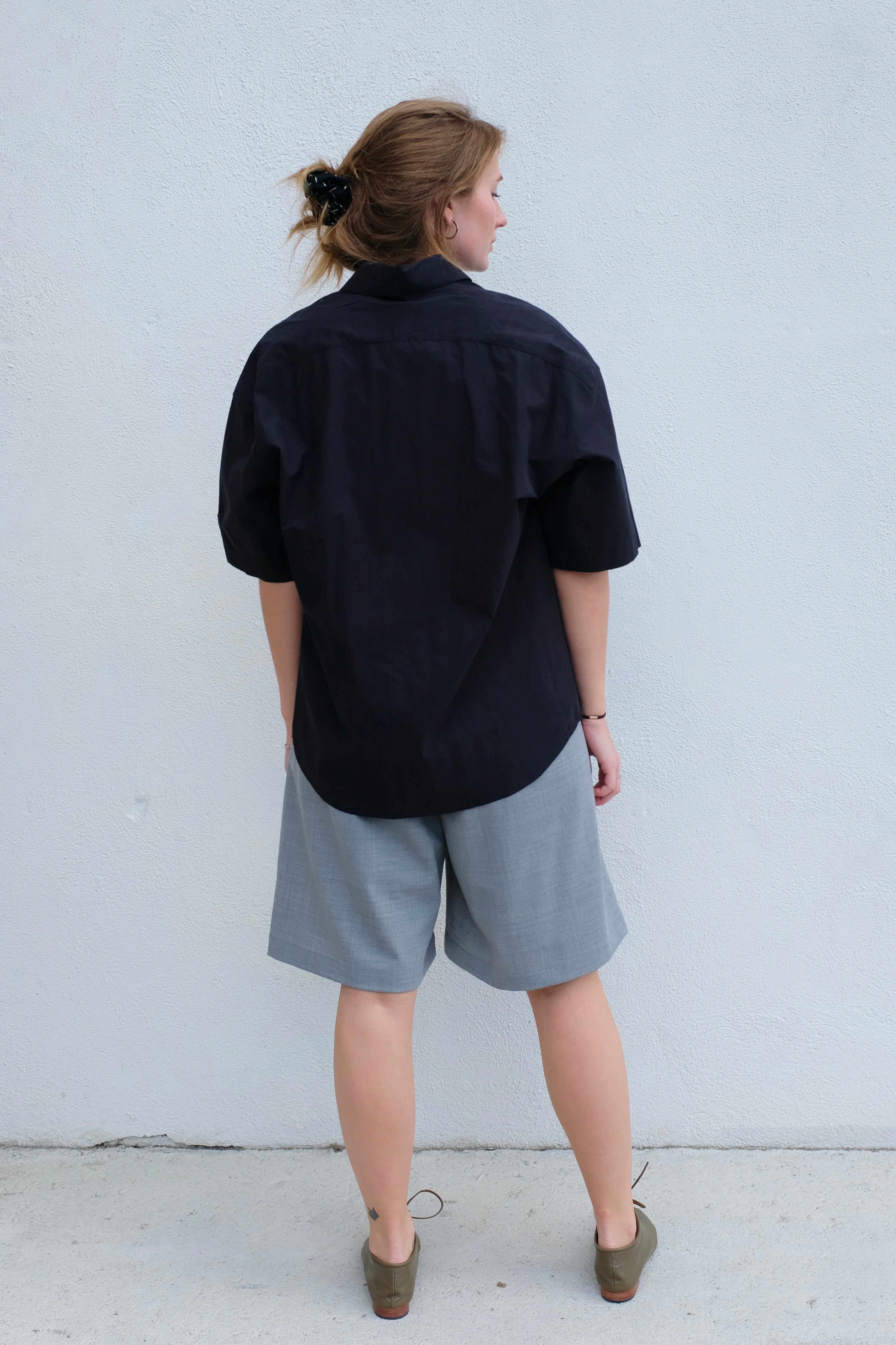 Oversized Short Sleeve Shirt / Black