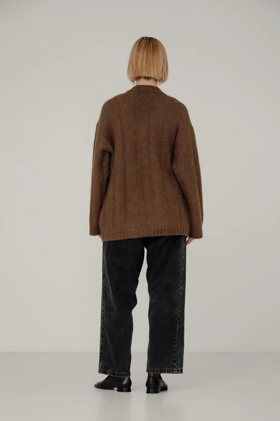 Bare Knitwear Roan Wrap Cardigan / Saddle