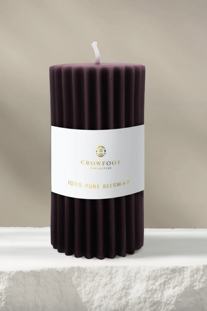 Crowfoot Collective Beeswax FLUTED PILLAR, Oxblood