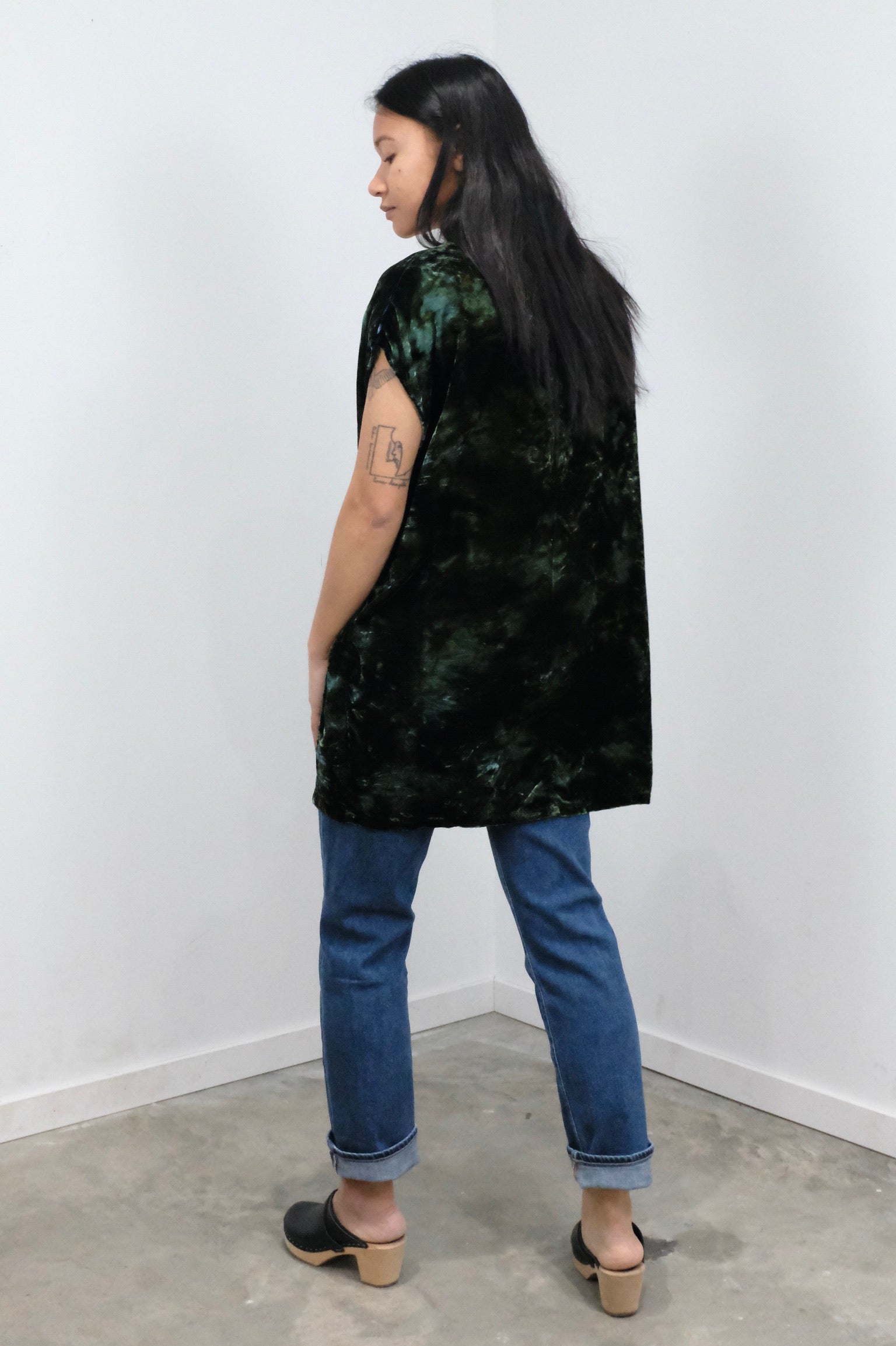 Riverside Velvet Box Dress / Spruce