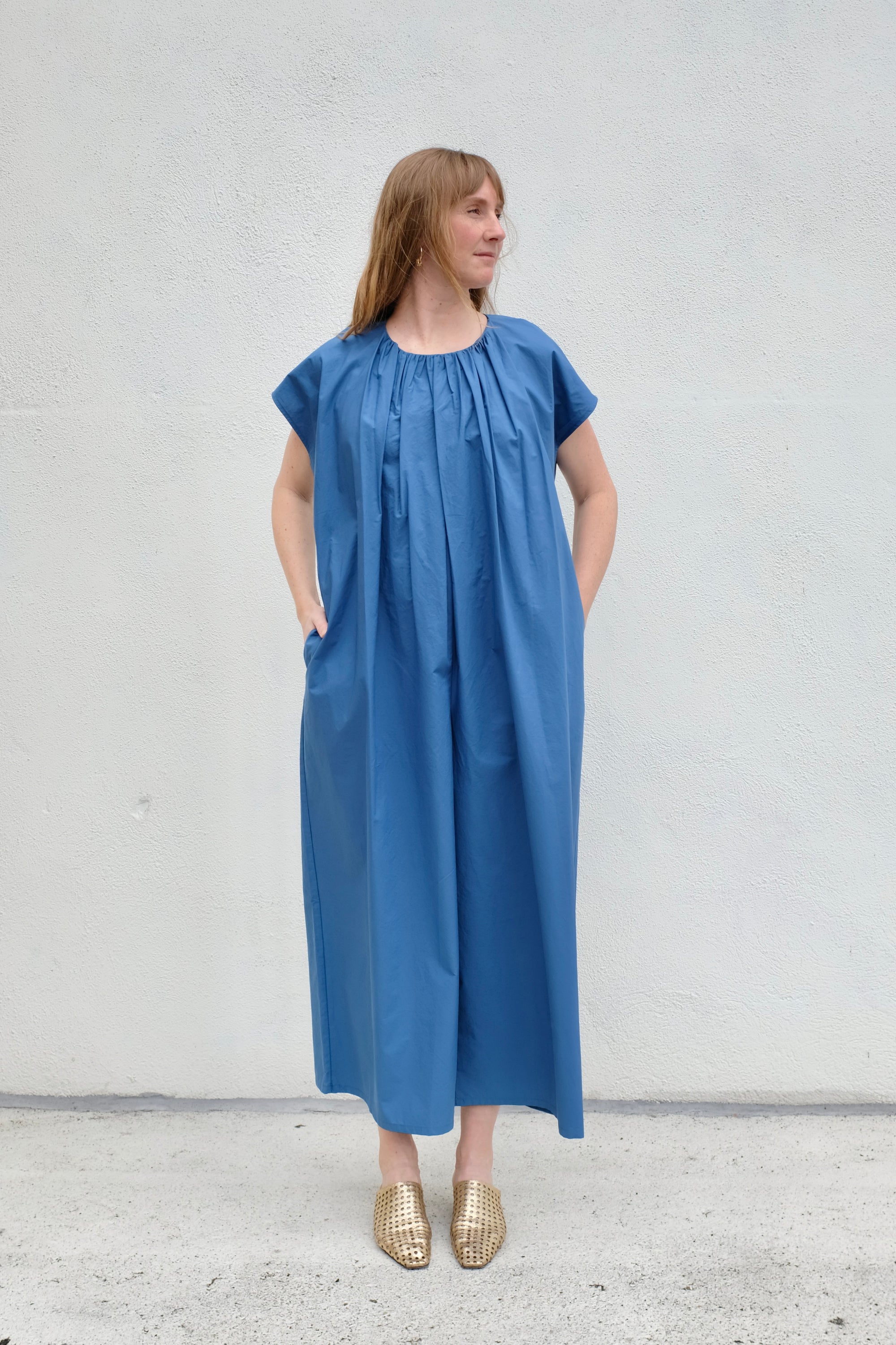 Shirred Jumpsuit / Blue