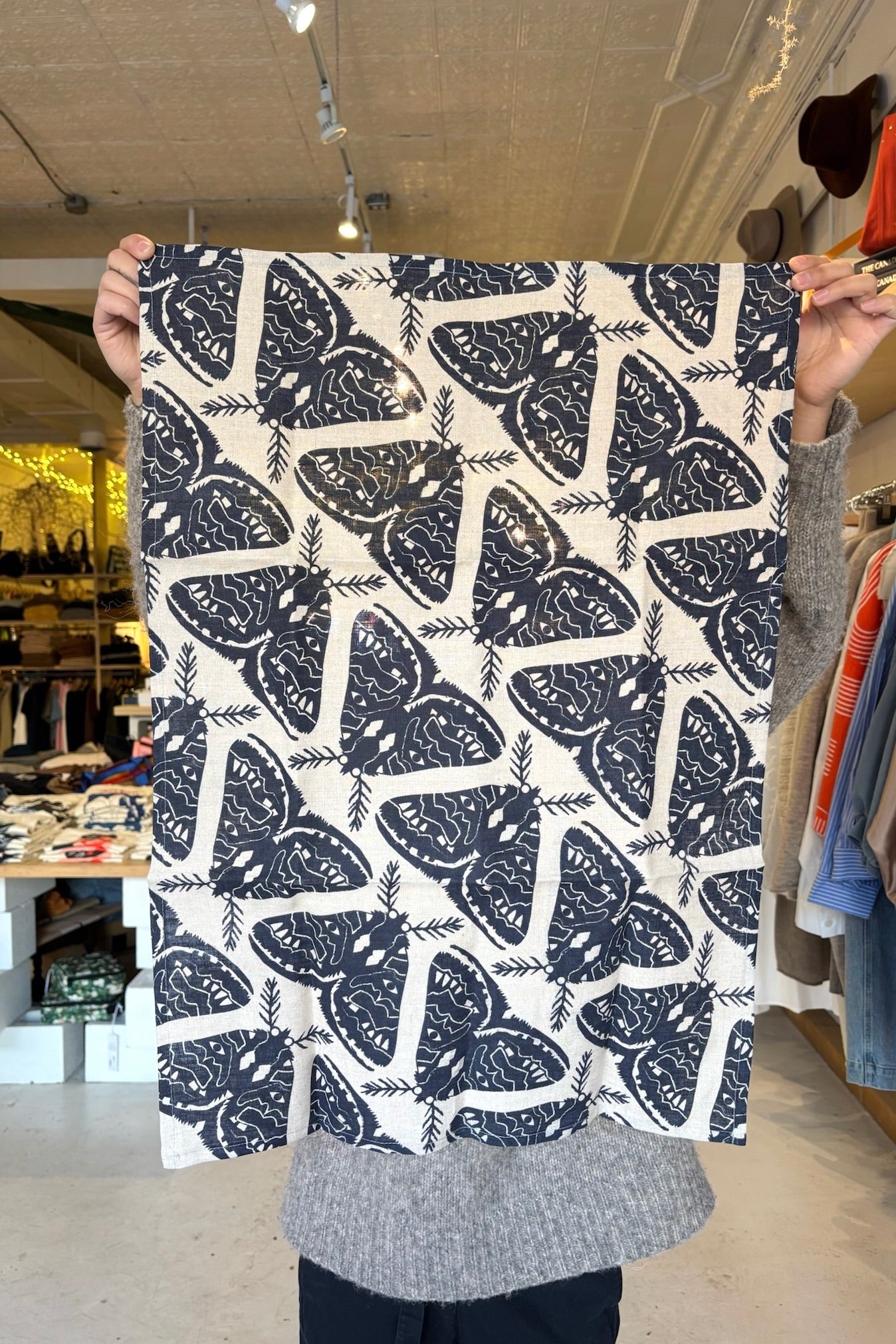 Linen Tea Towel / Cool Black Moths