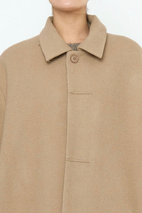 7115 by Szeki Cuffed Wool Coat / Desert Sand