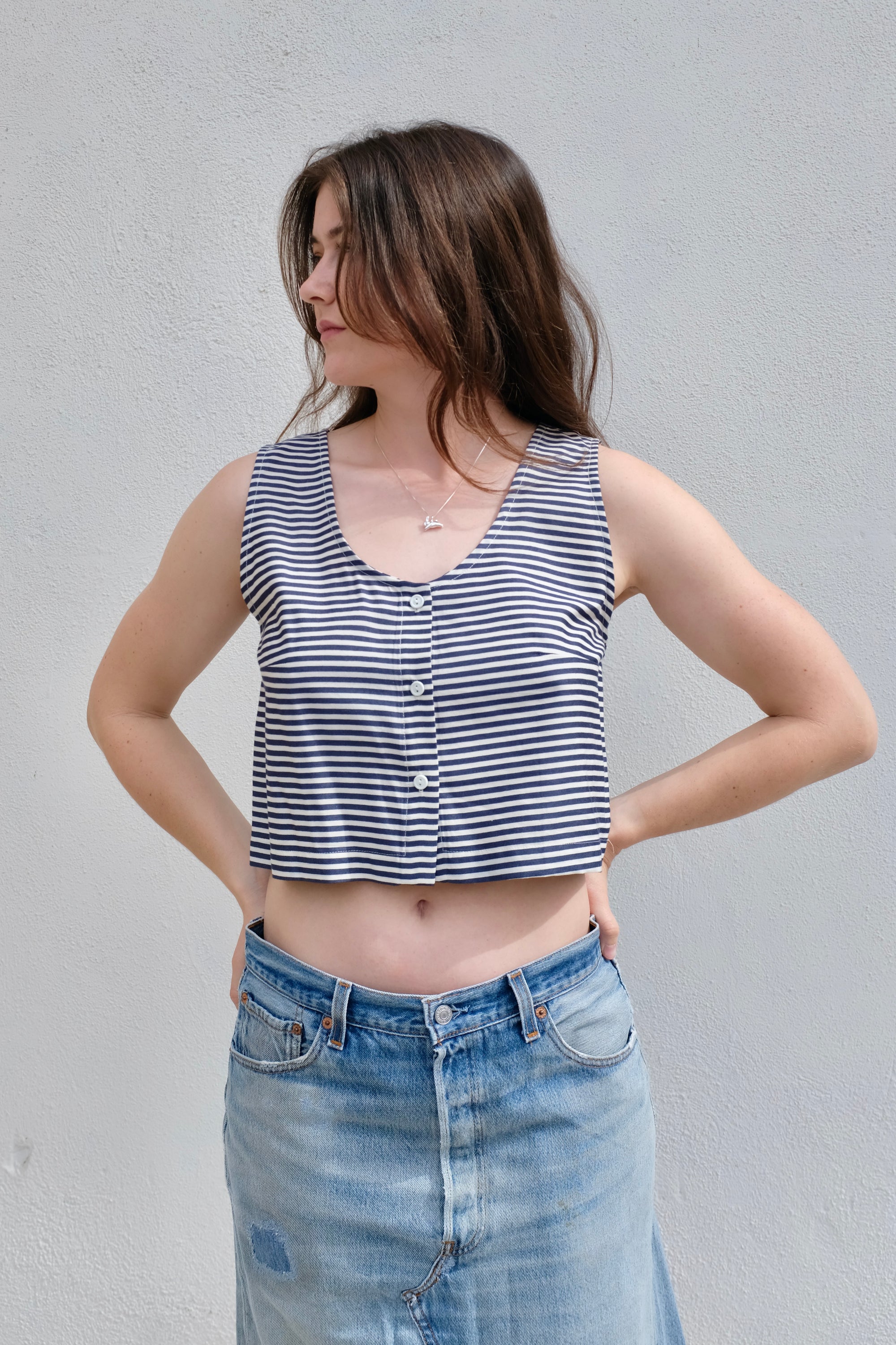 Eve Gravel Brittia Tank Top / Marine+Crème