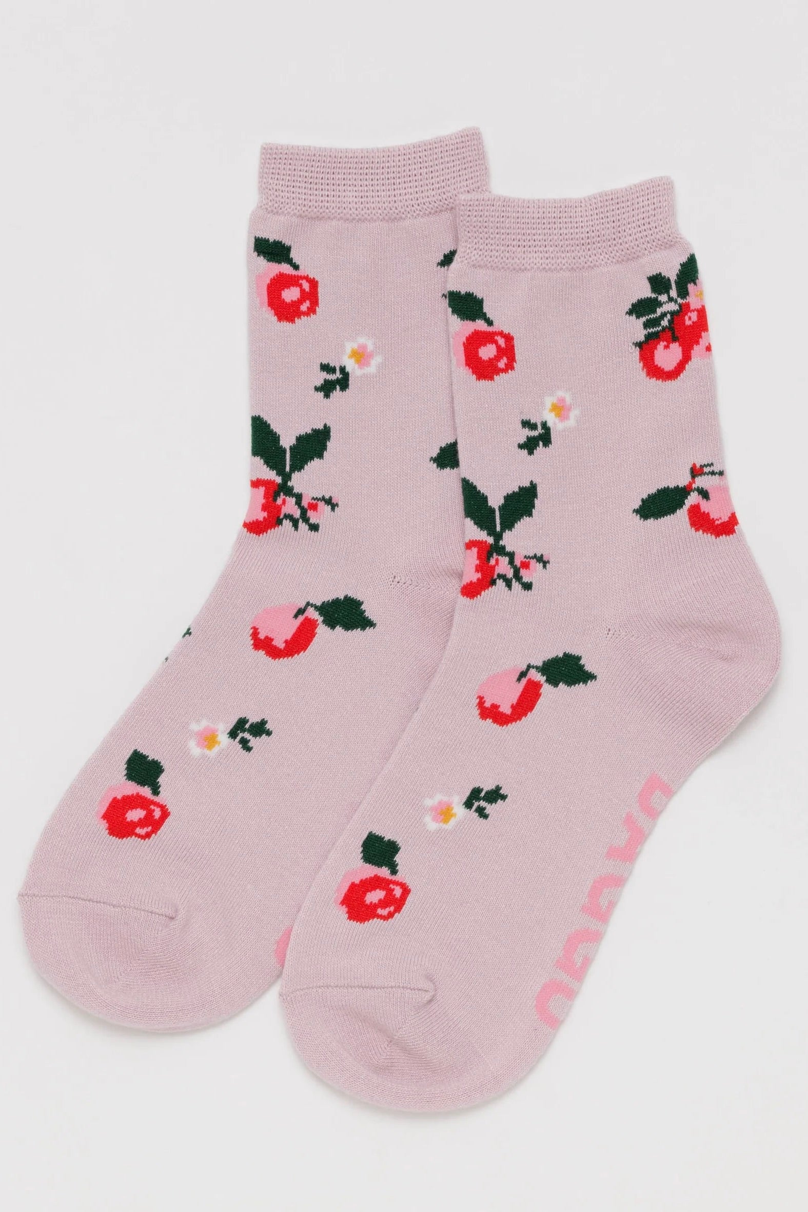 Baggu Crew Sock / Needlepoint Apple