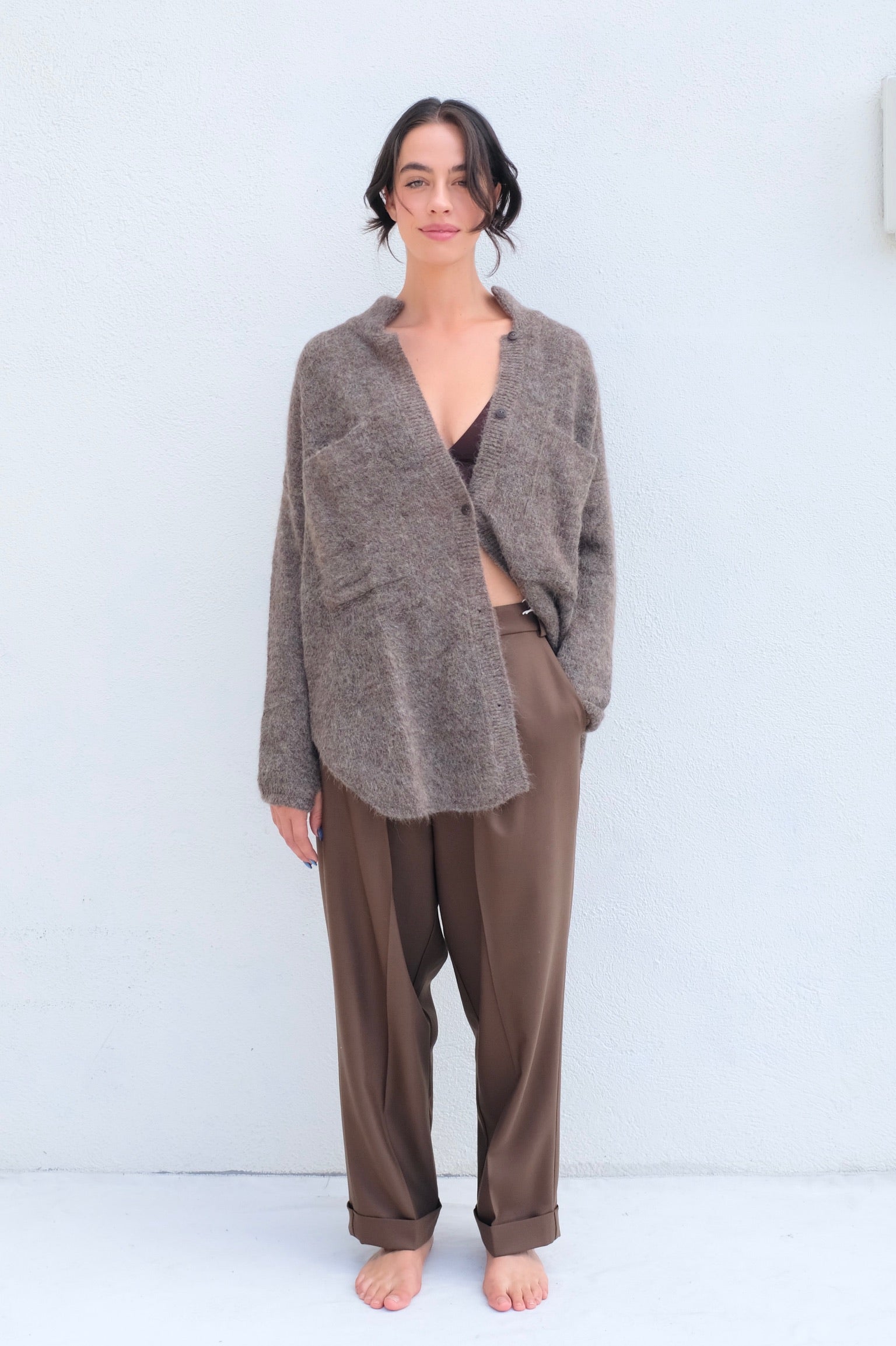 Suri Polo Cardigan / Taupe